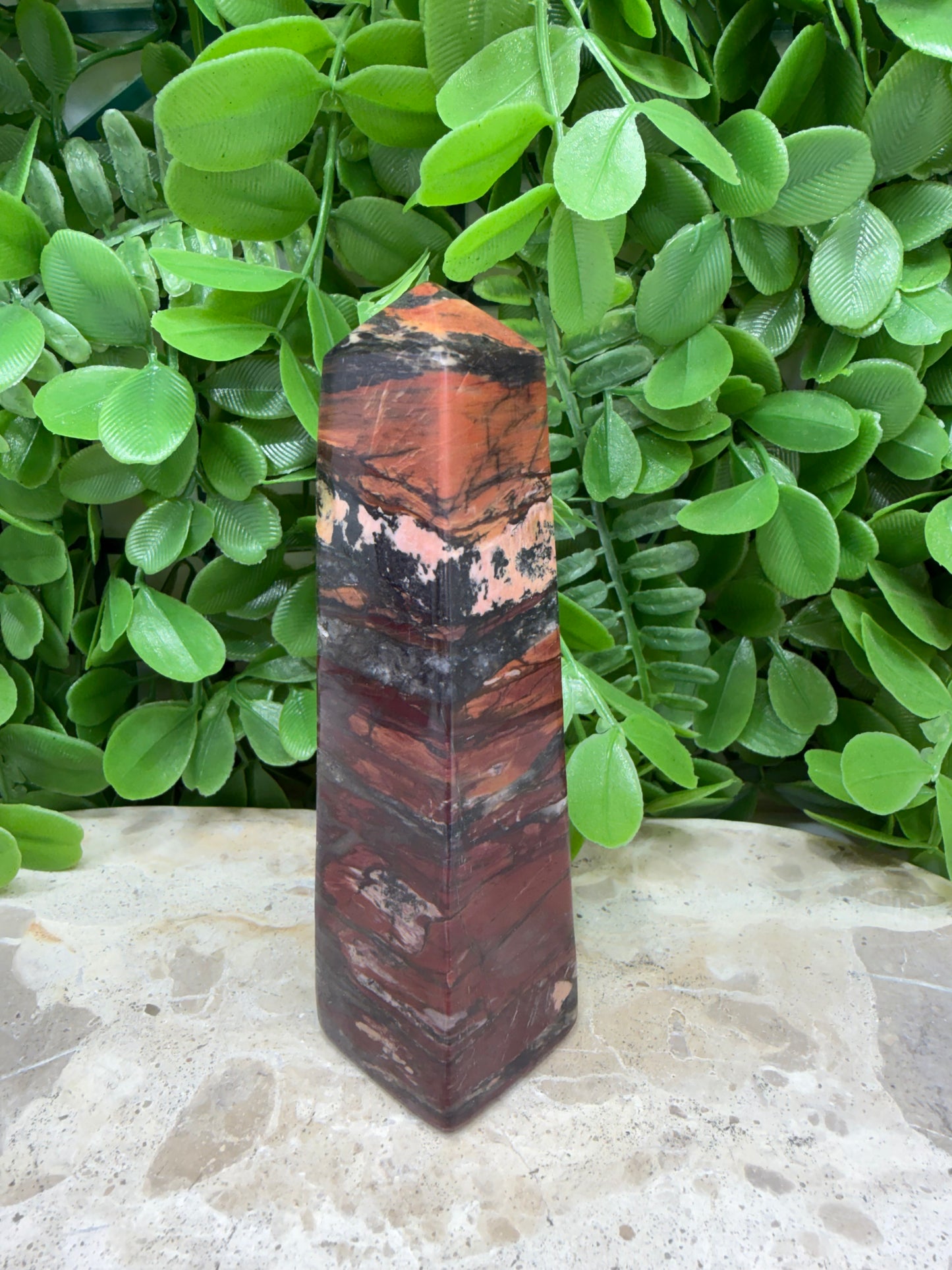 Tiger Ore/Rhodonite Tower 244g