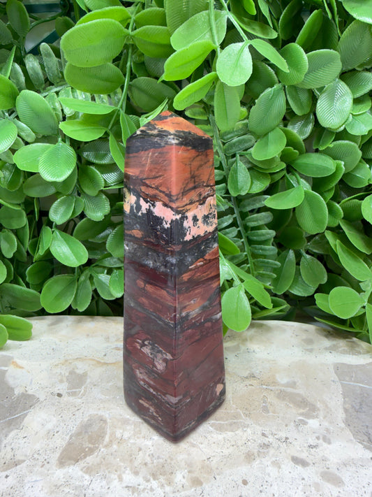 Tiger Ore/Rhodonite Tower 244g