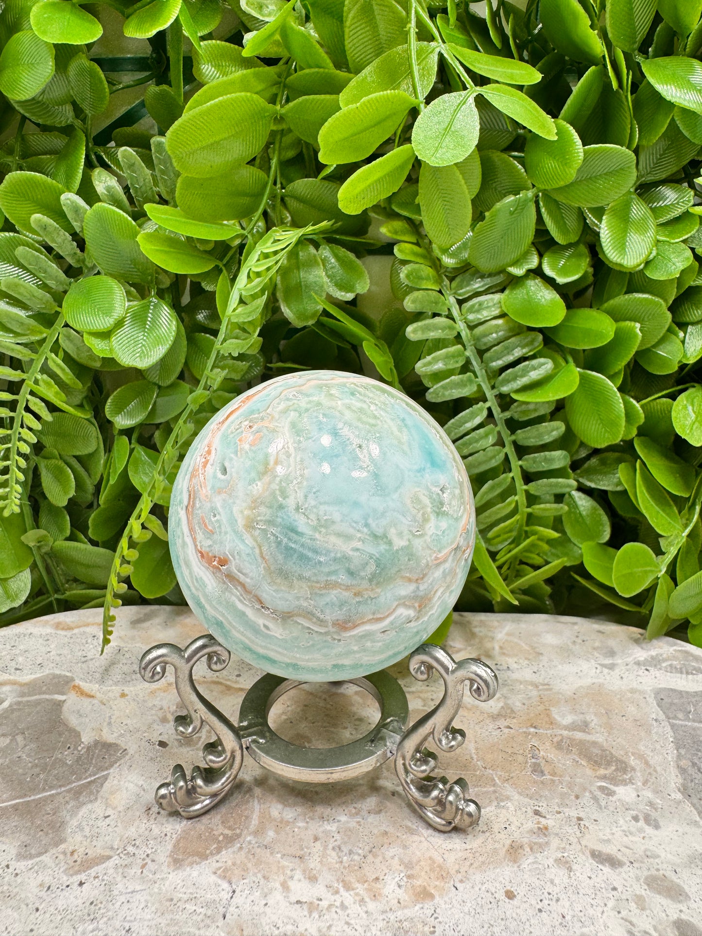 Blue Aragonite Sphere 382g
