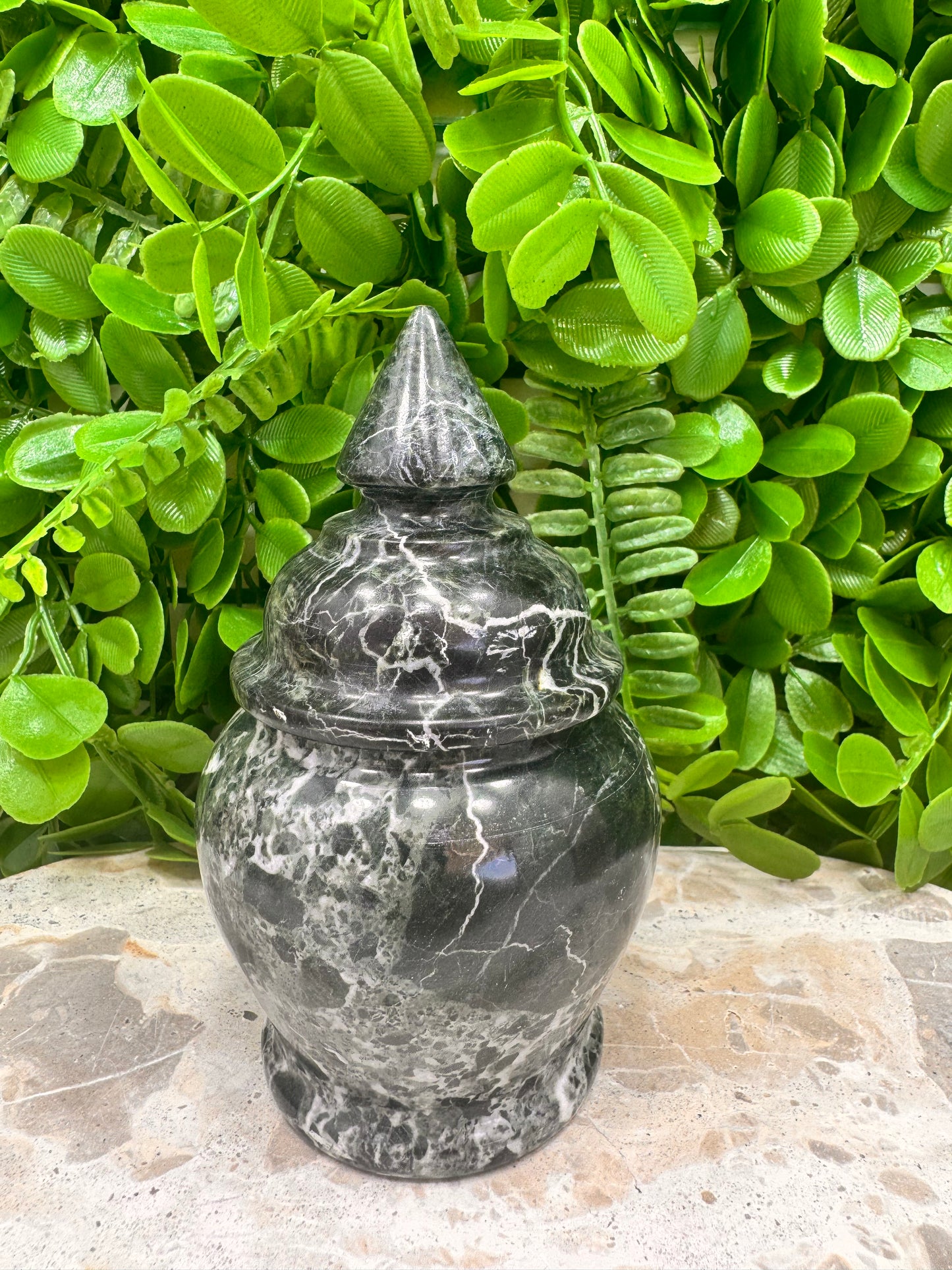 Black Zebra Serpentine Urn 446g