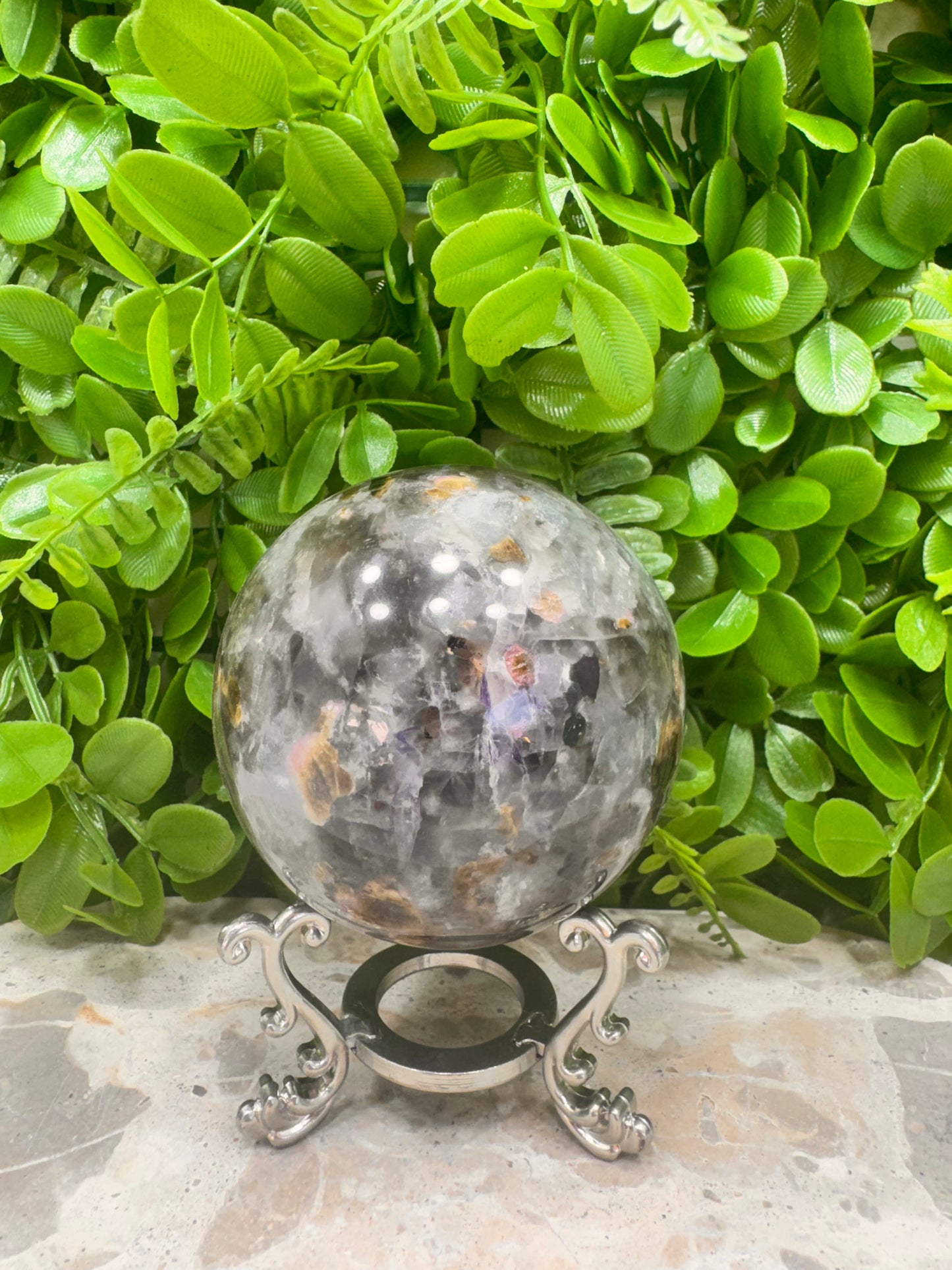 Smokey Quartz/Aquamarine/Tourmaline Sphere 716g