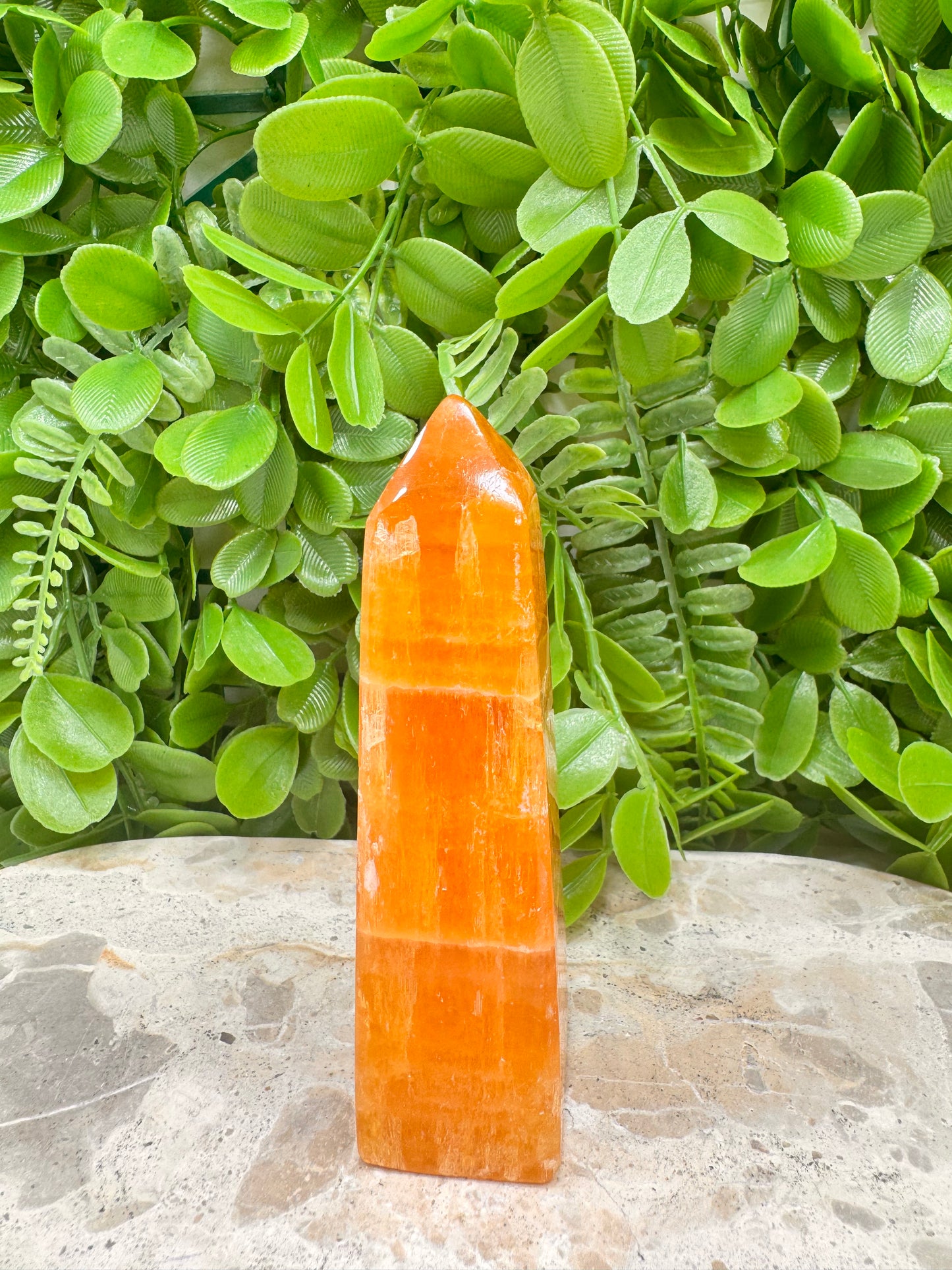 Crystalised Orange Calcite Point 196g