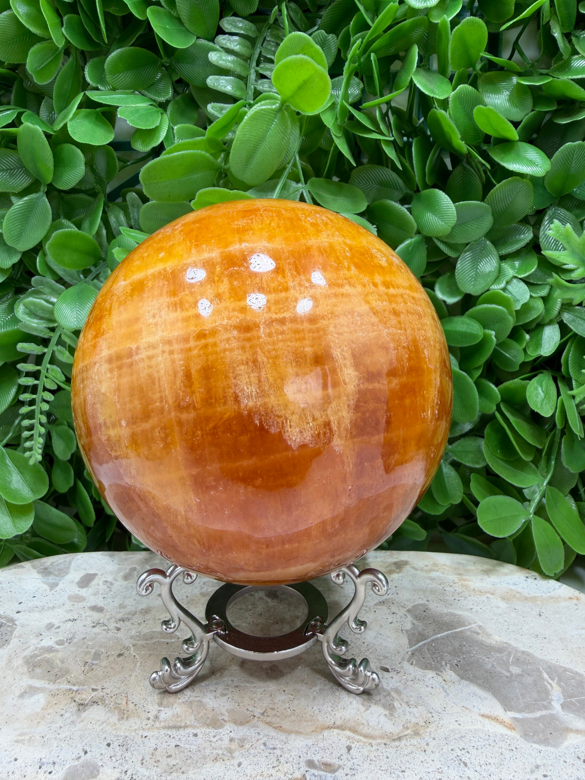Crystallised Orange Calcite Sphere | Energy • Joy • Creativity