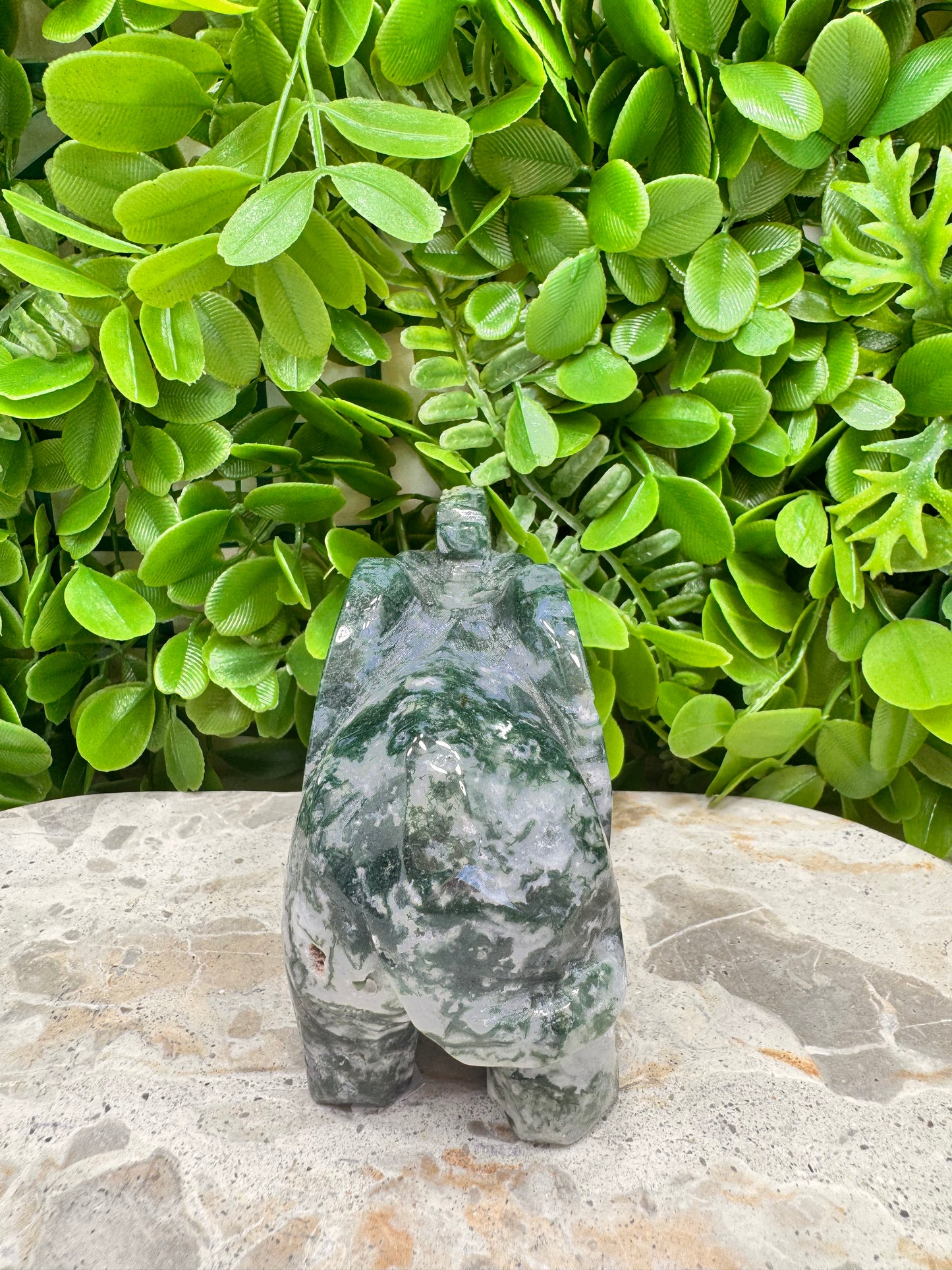 Moss Agate Elephant 532g