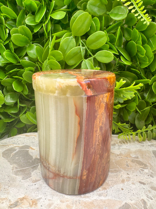Green Banded Onyx Jar with lid 2 pce 550g