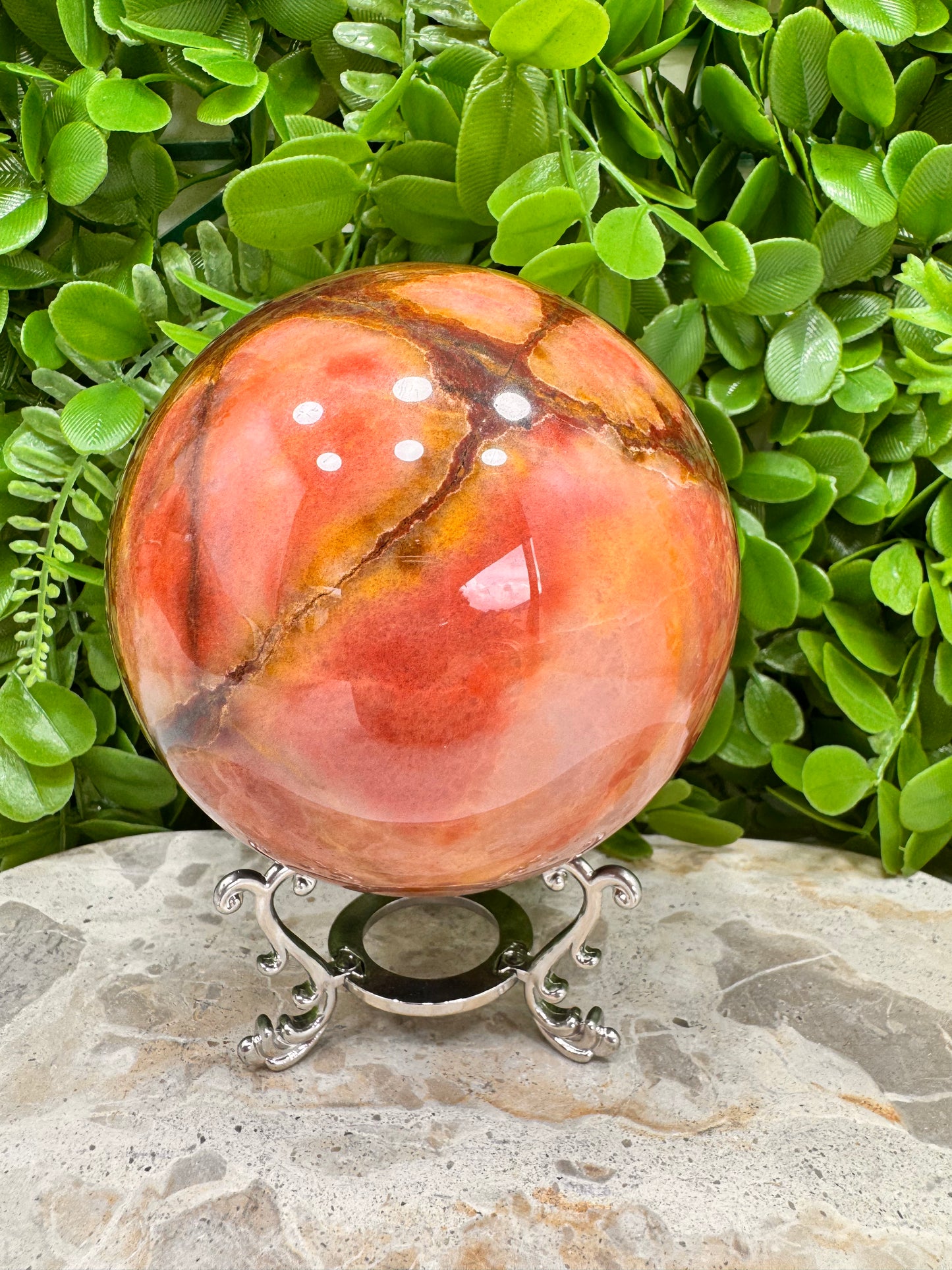 Peach Banded Calcite Spheres 1568g