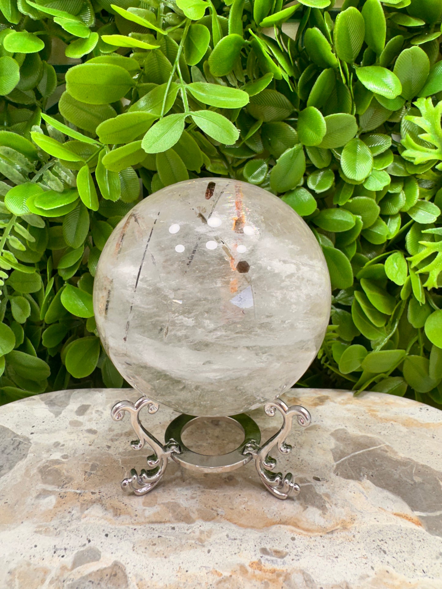 Included Rutile Quartz Sphere 882g