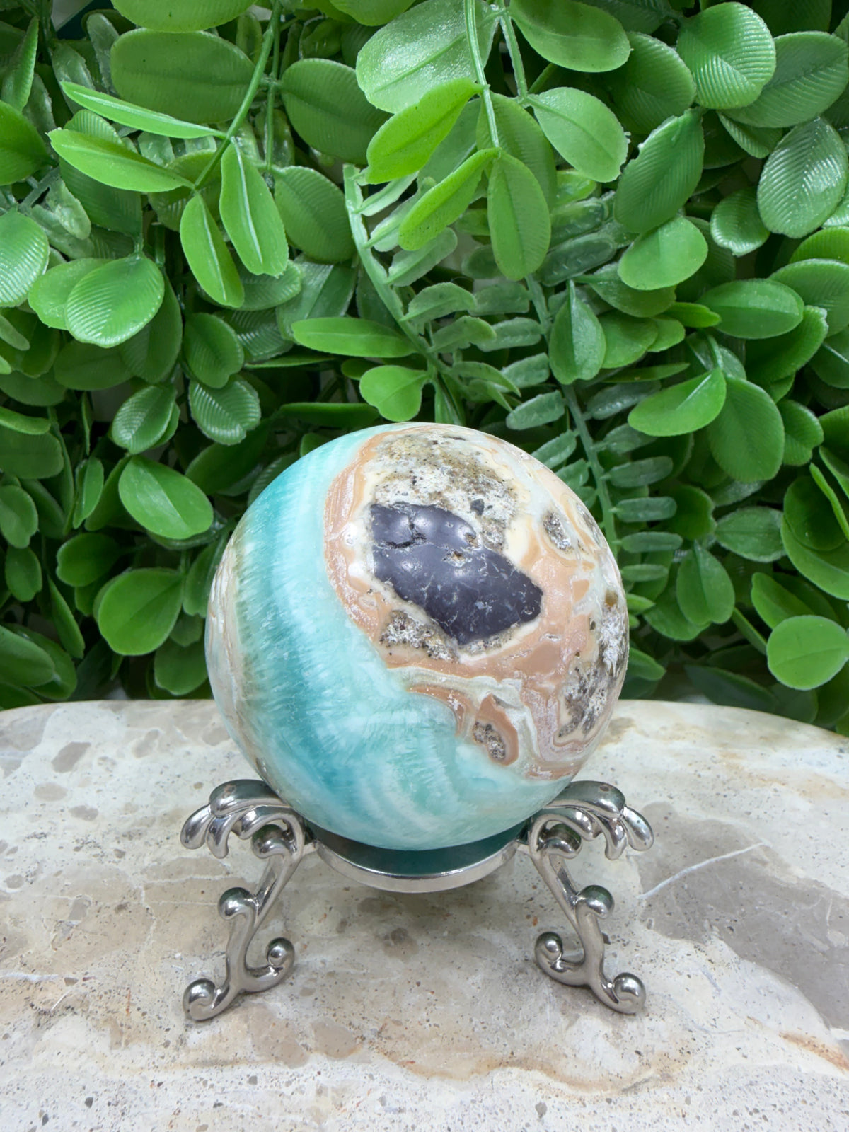 Blue Smithsonite Sphere | Calm • Compassion • Emotional Healing