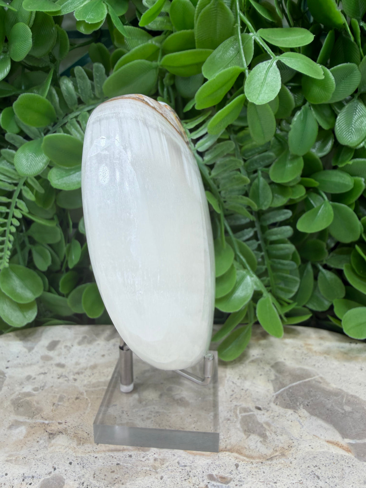 Dendritic Silky White Calcite Heart 778g