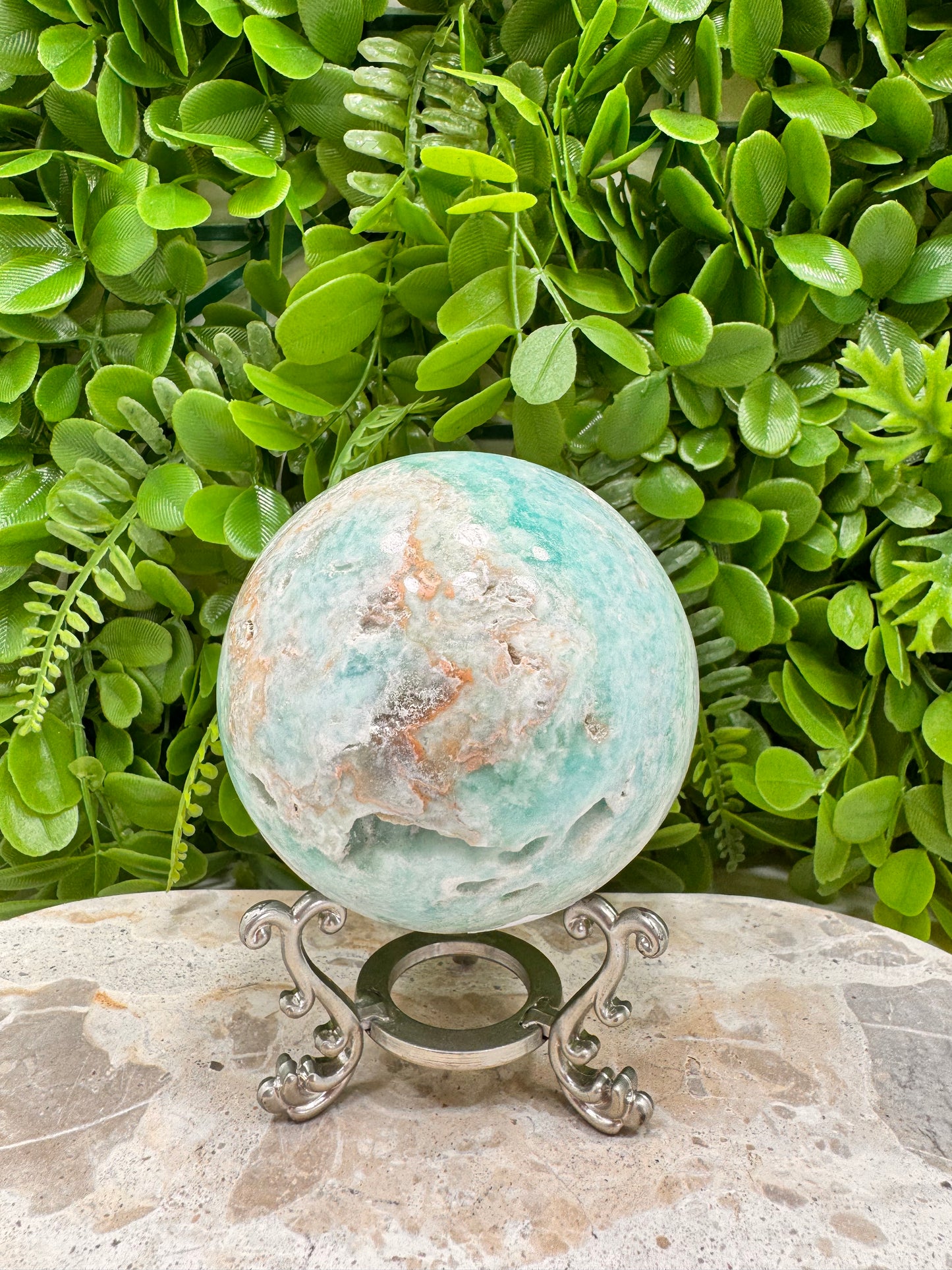 Blue Aragonite Sphere 834g