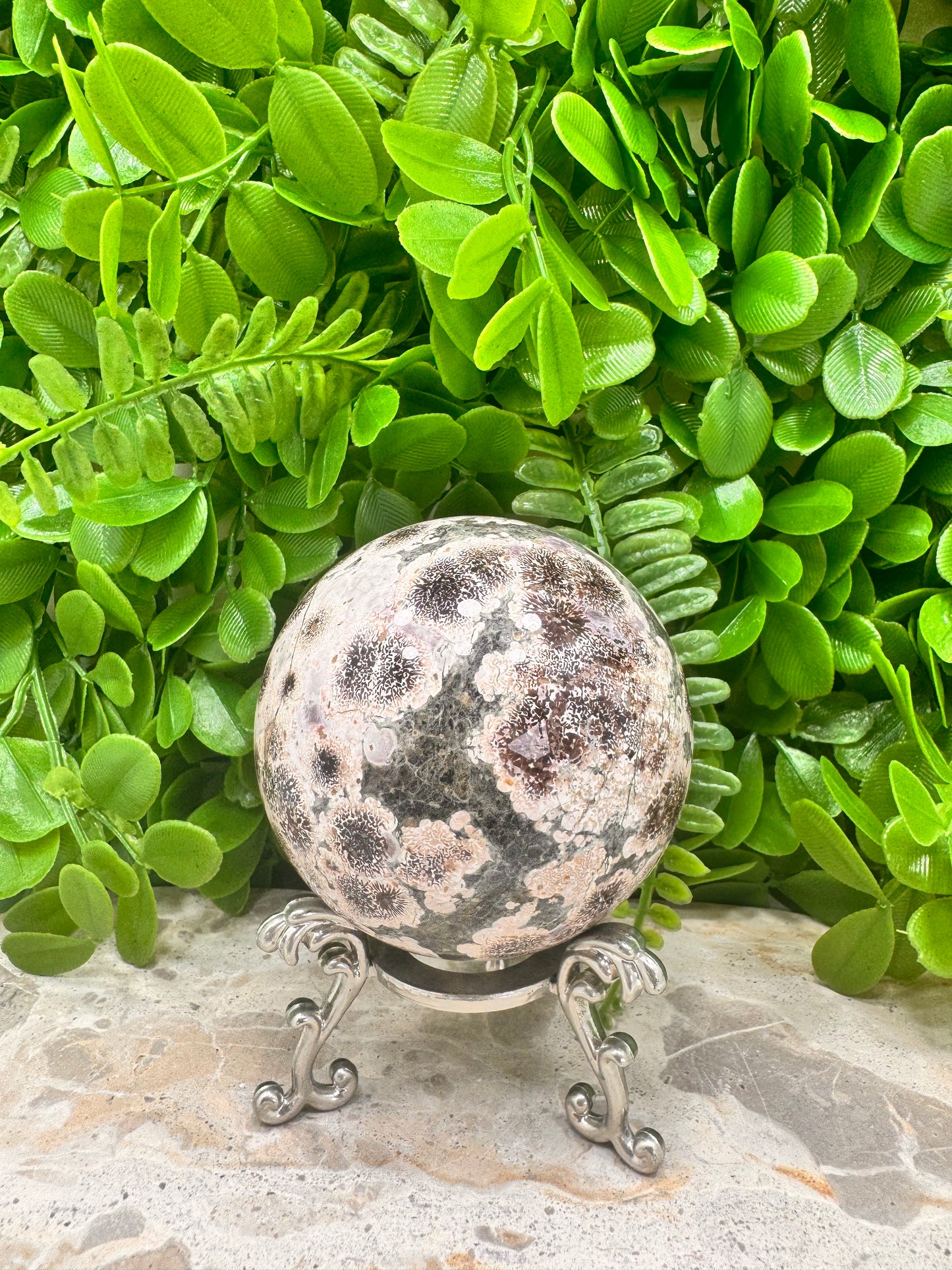 Russian Flower Agate Sphere 559g