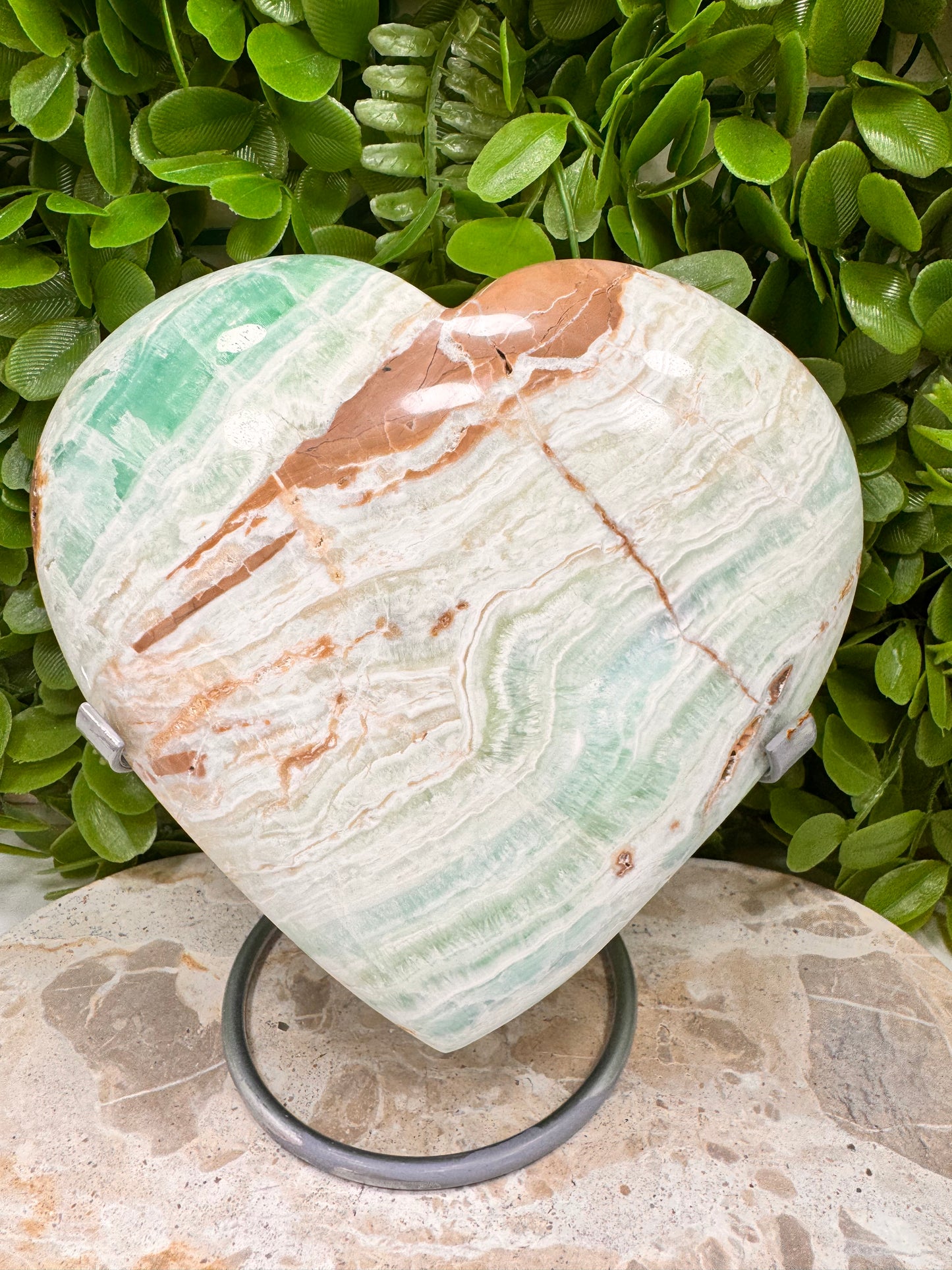 Blue Caribbean Calcite Heart 1772g
