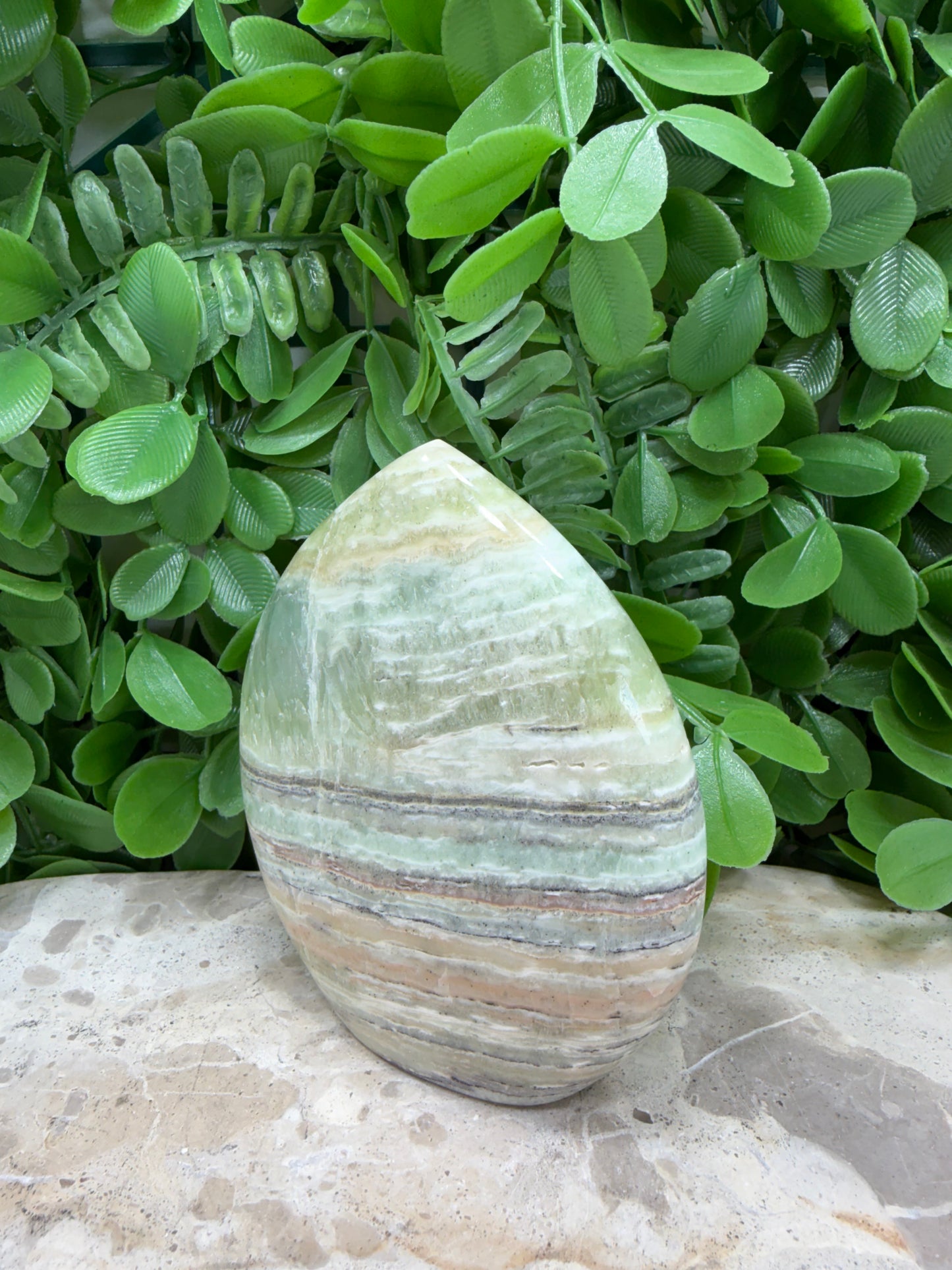 Emerald Kiwi Calcite Teardrop 374g