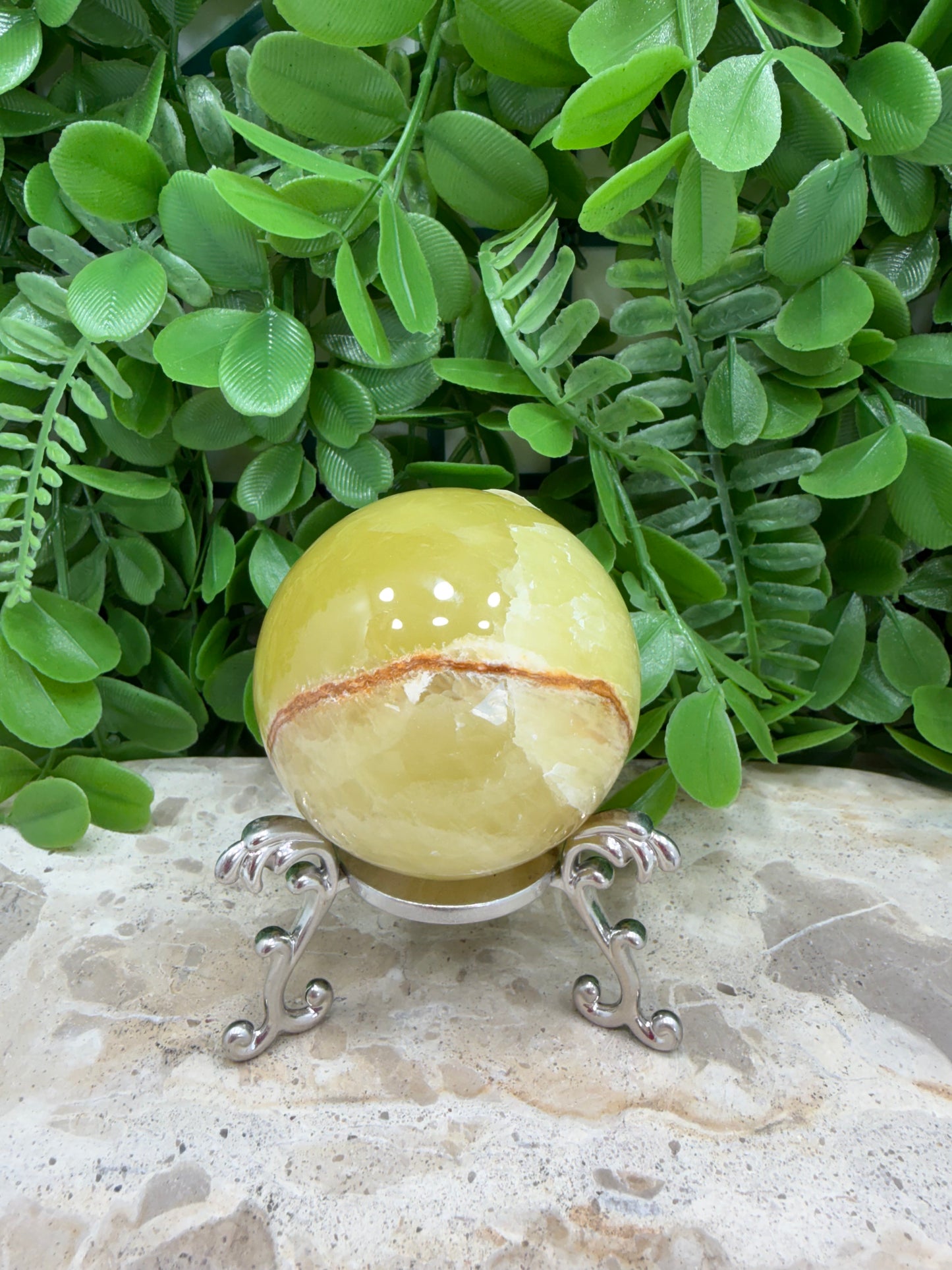 Lemon Banded Calcite Sphere 300g