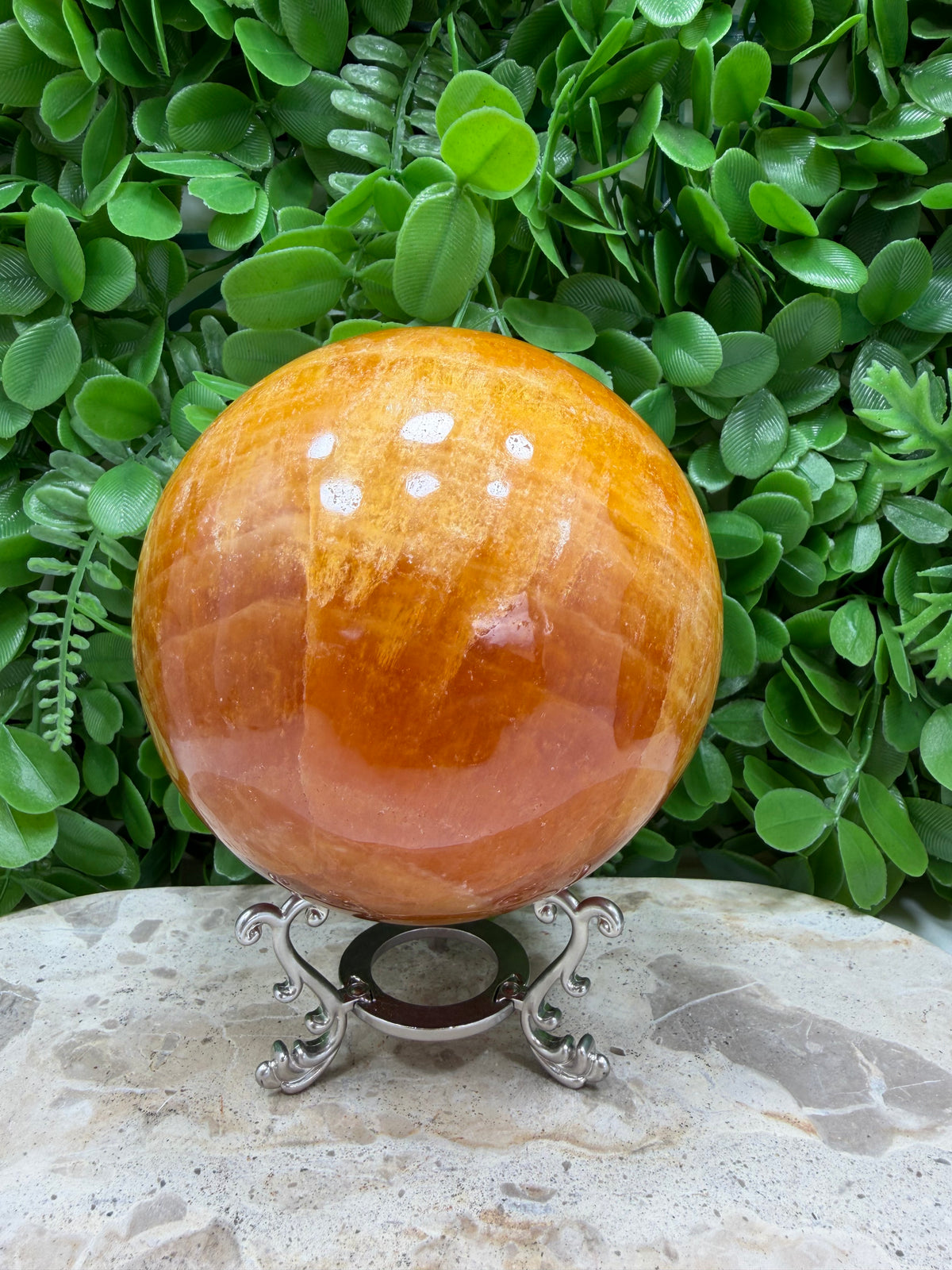 Crystallised Orange Calcite Sphere | Energy • Joy • Creativity