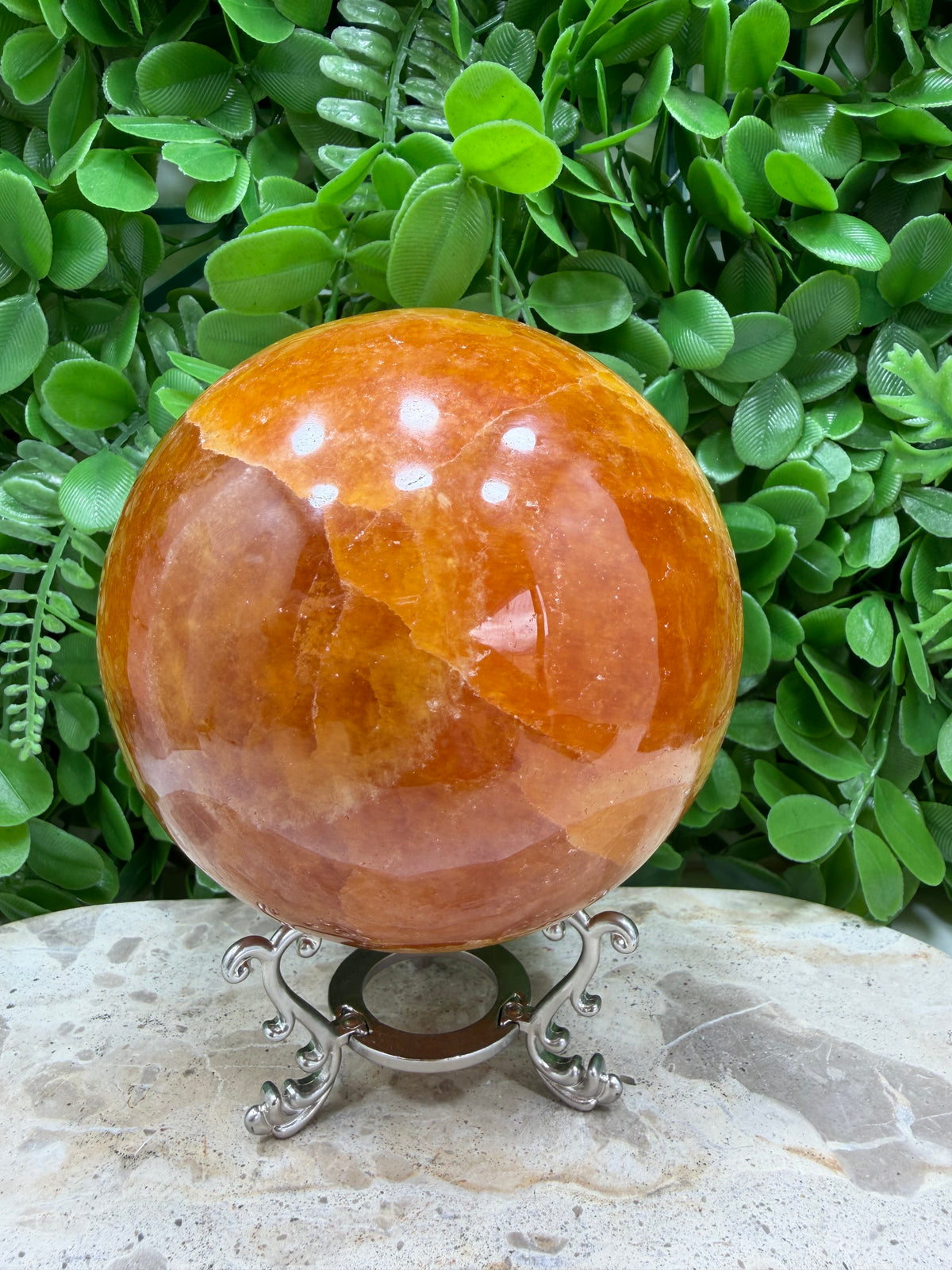Crystallised Orange Calcite Sphere | Energy • Joy • Creativity