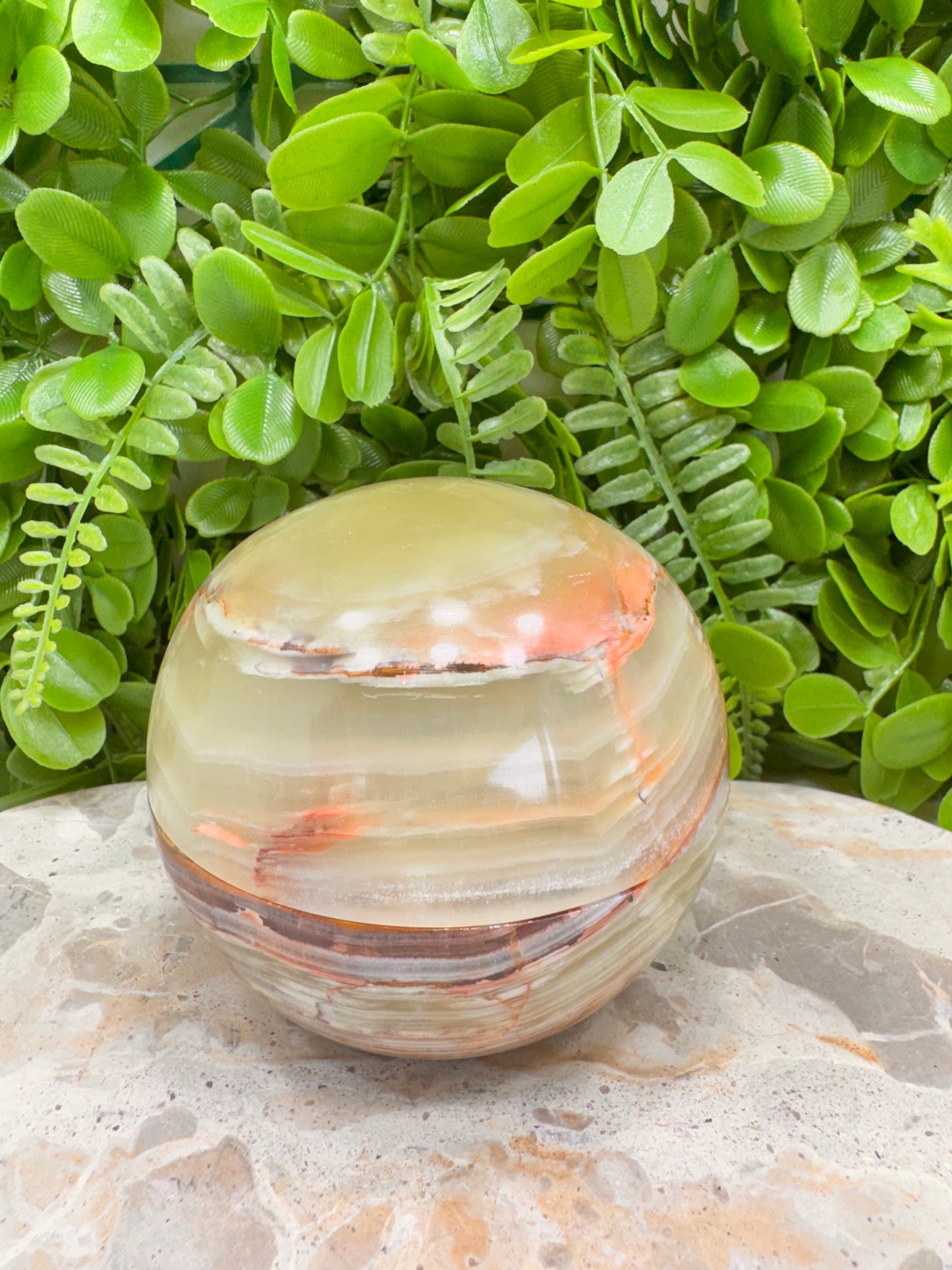 Green Banded Onyx Sphere Bowl 508g