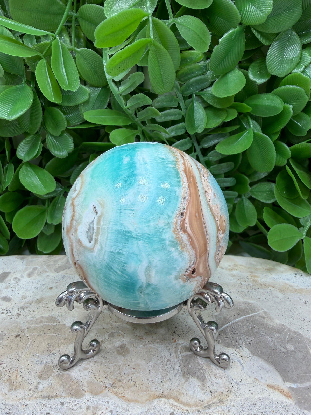 Blue Smithsonite Sphere | Calm • Compassion • Emotional Healing