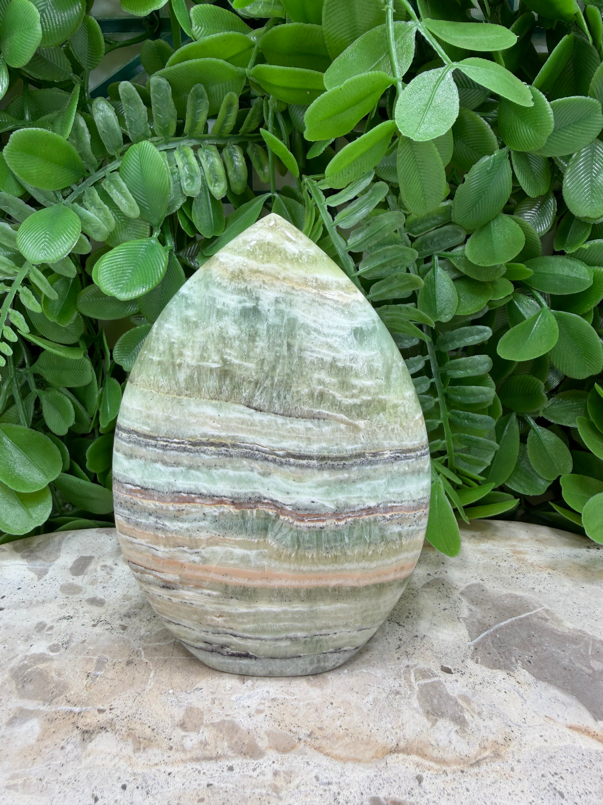 Emerald Kiwi Calcite Teardrop 372g