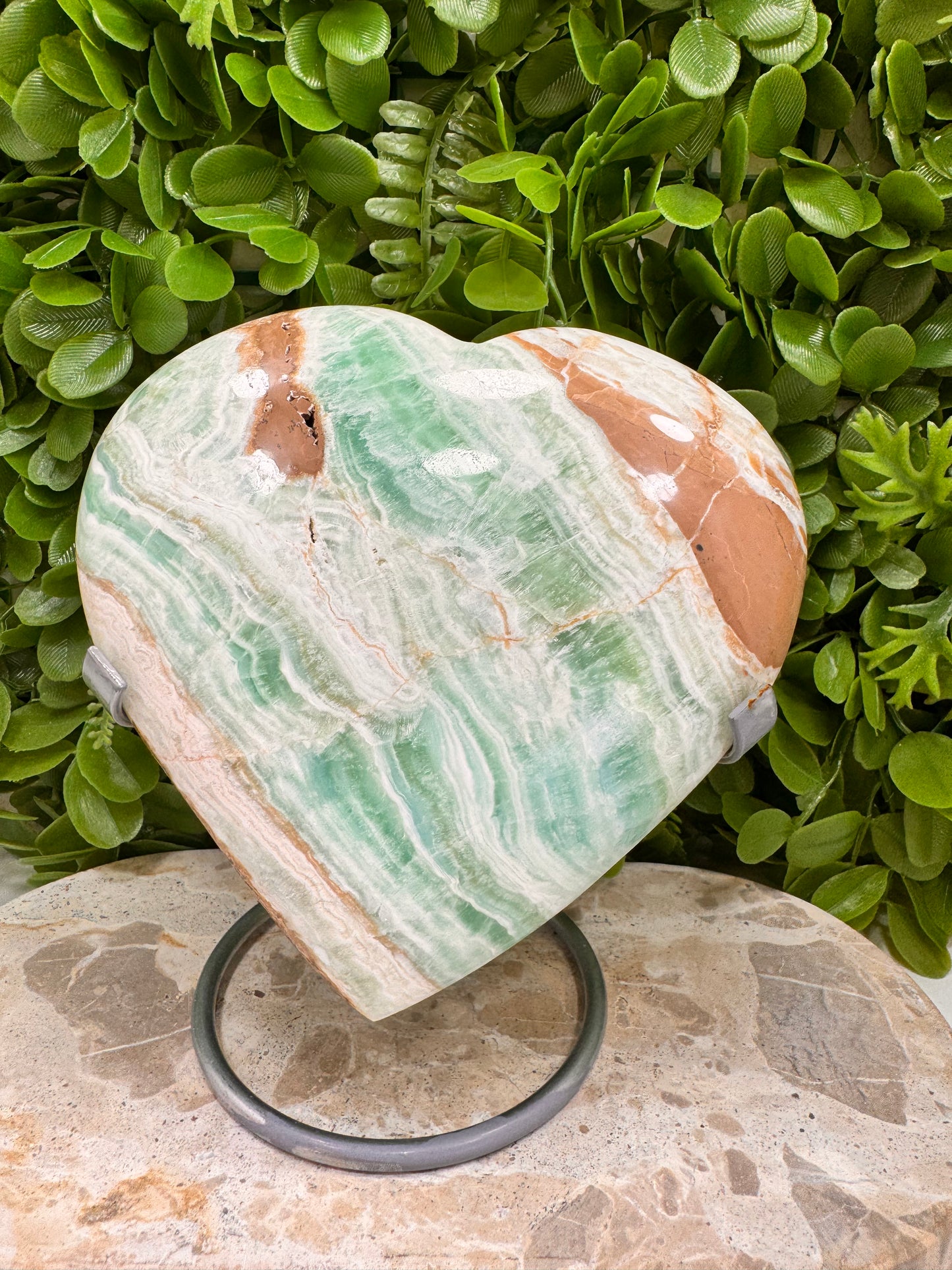 Blue Caribbean Calcite Heart 1534g