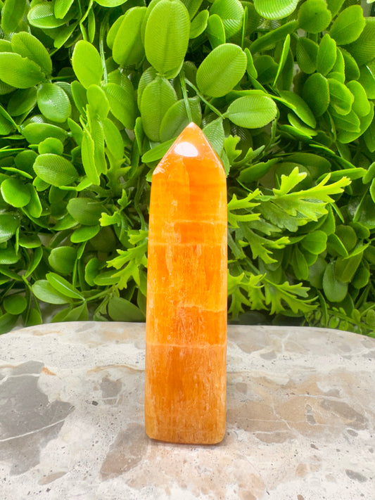 Crystalised Orange Calcite Tower 210g