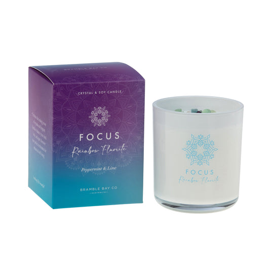 FOCUS - Rainbow Fluorite Candle (Peppermint & Lime) 300g