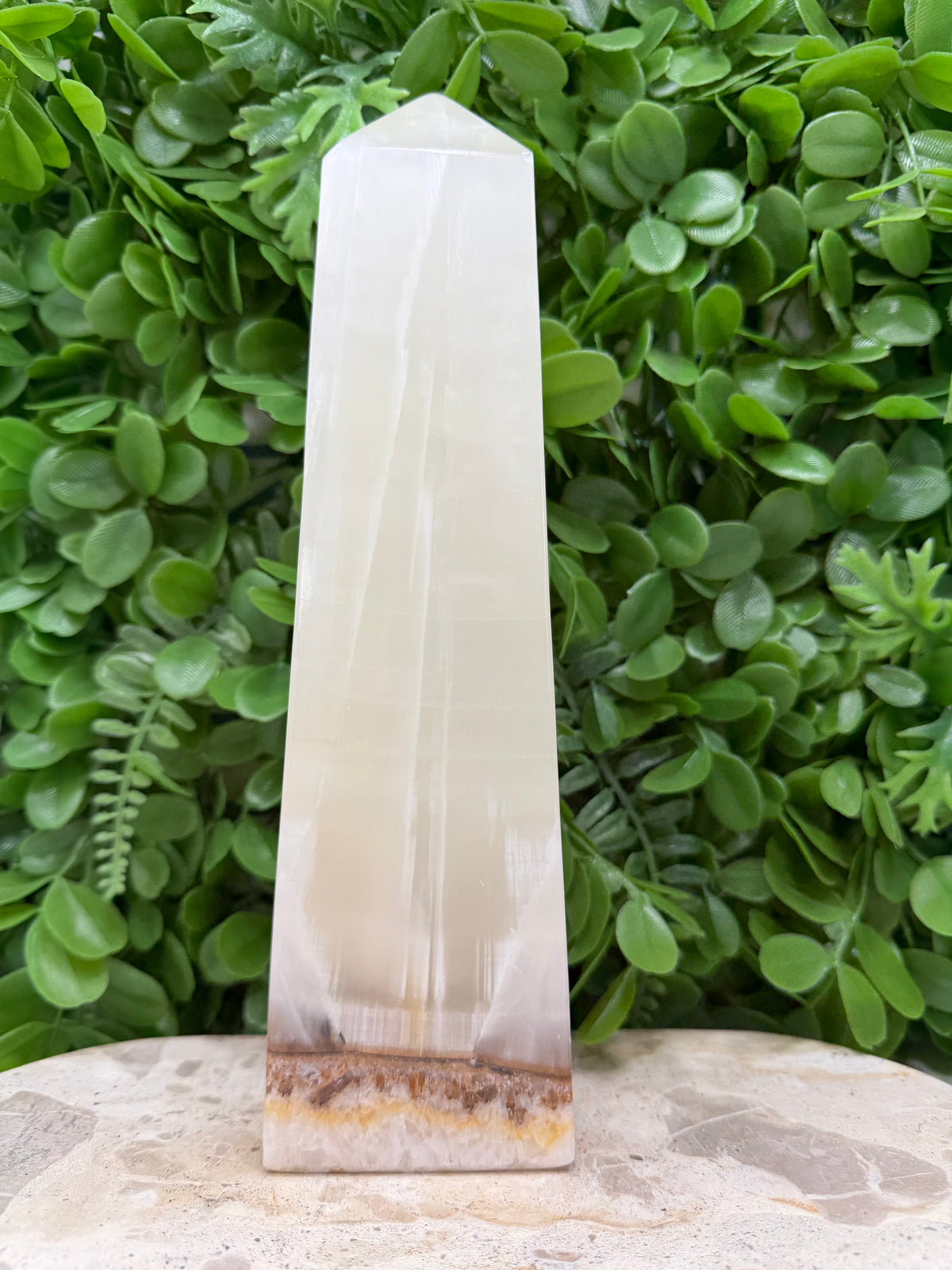 Dendritic Silky White Calcite Tower | Calm • Clarity • Balance