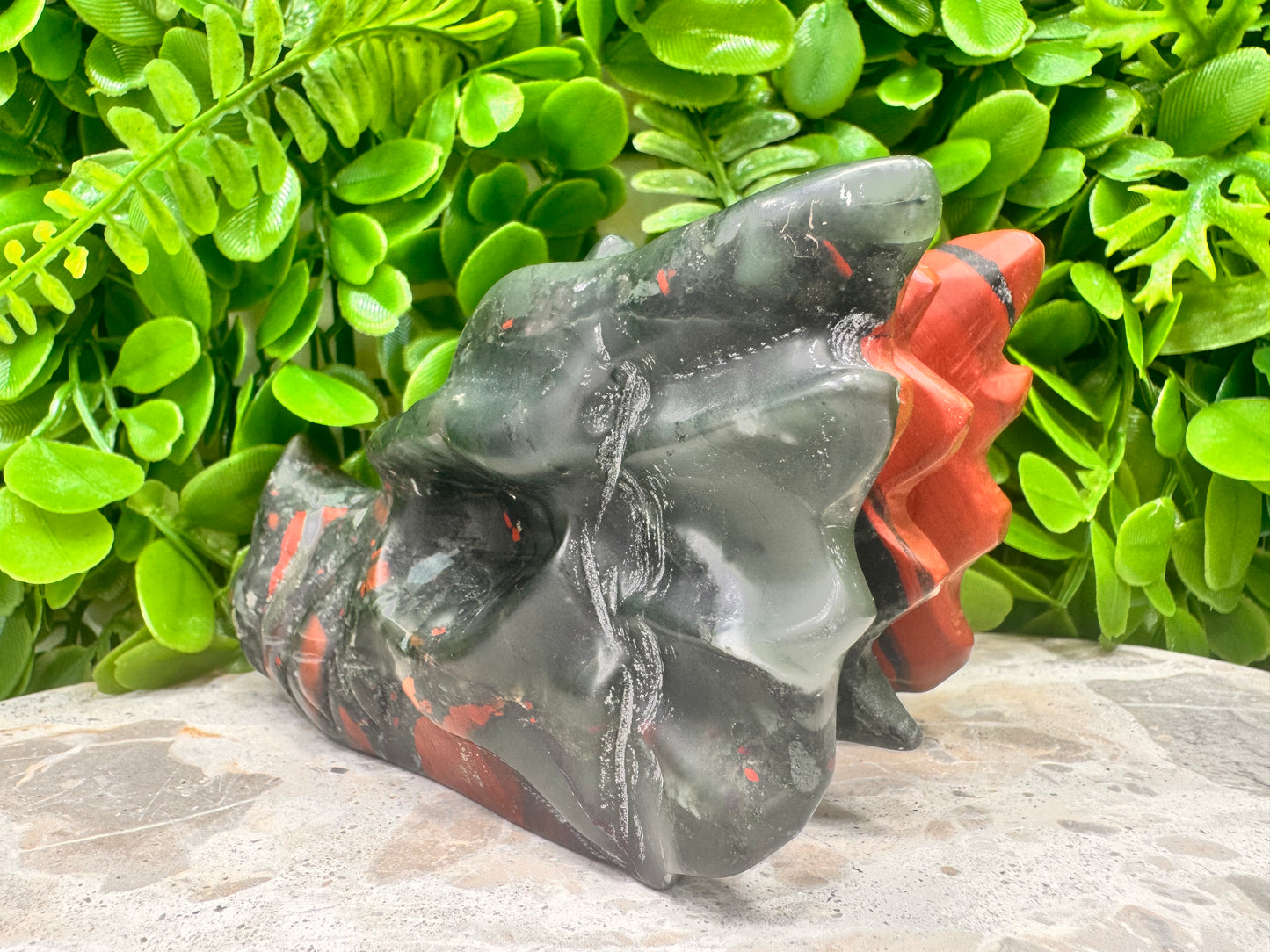 African Bloodstone Dragon Skull 878g