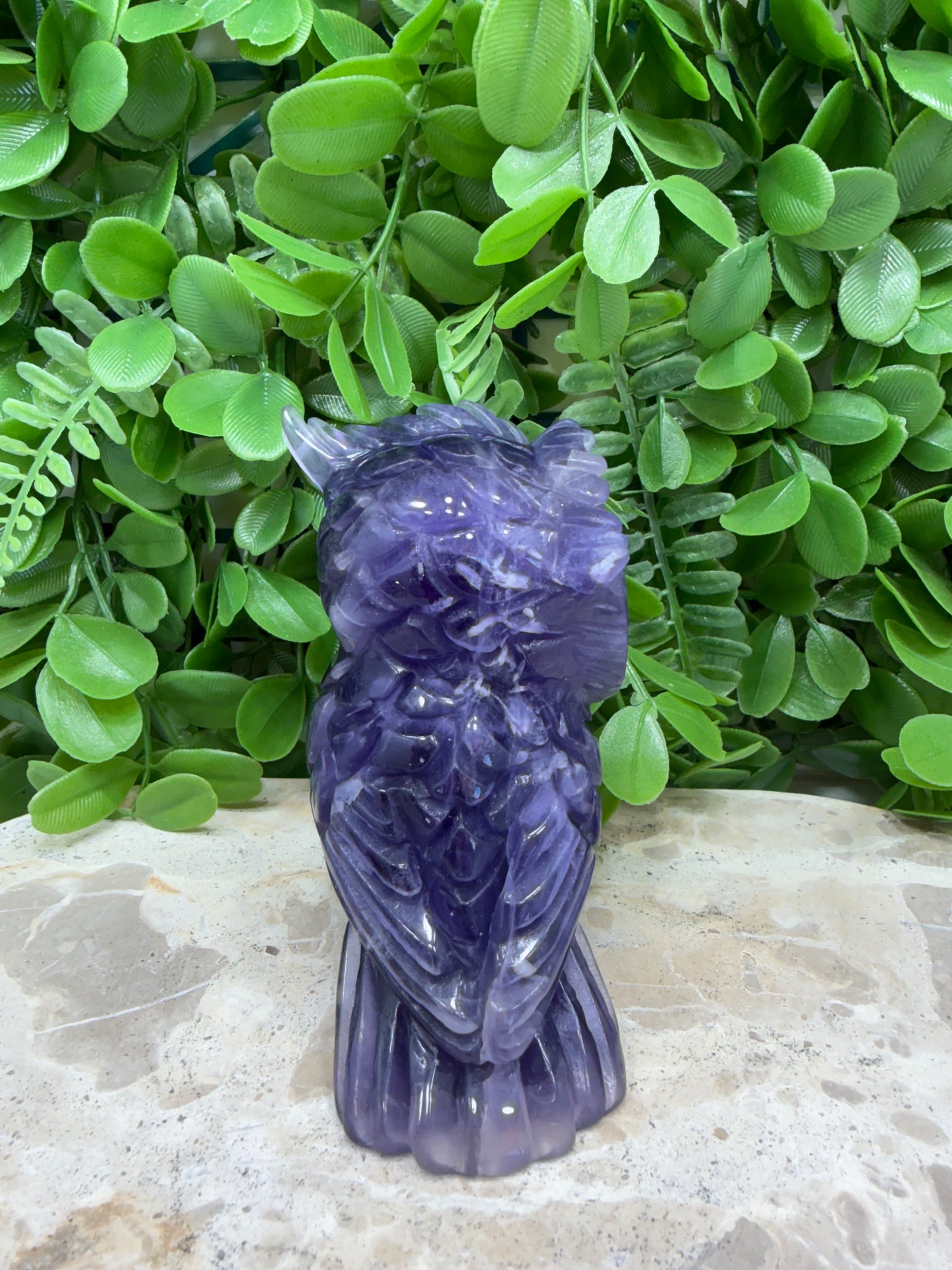Purple Fluorite Owl 604g