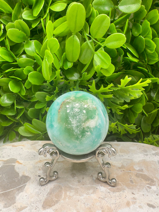 Blue Aragonite with Smithsonite Sphere 288g