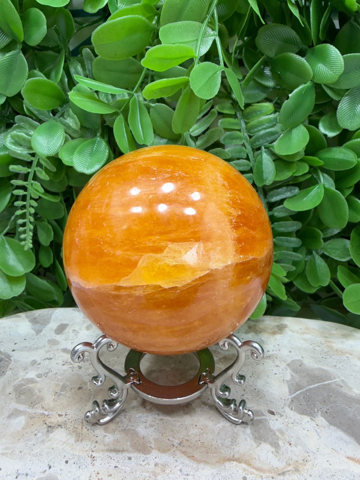 Crystallised Orange Calcite Sphere | Energy • Joy • Creativity