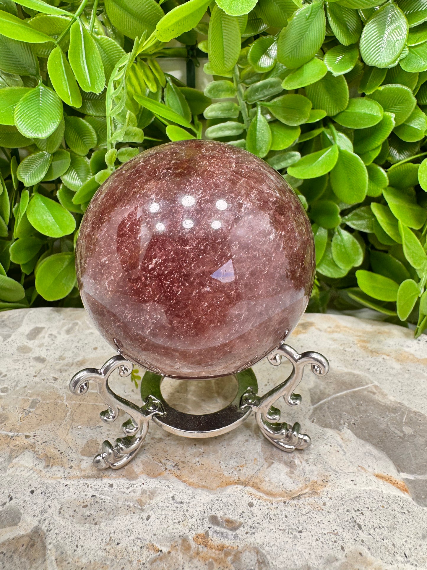 Strawberry Quartz Sphere 400g