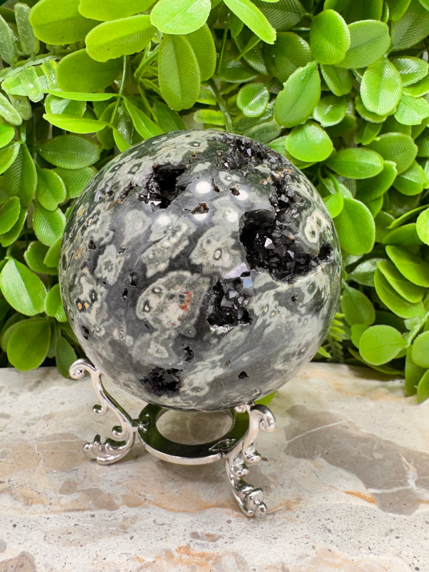 Bubble Ocean Jasper Sphere 702g