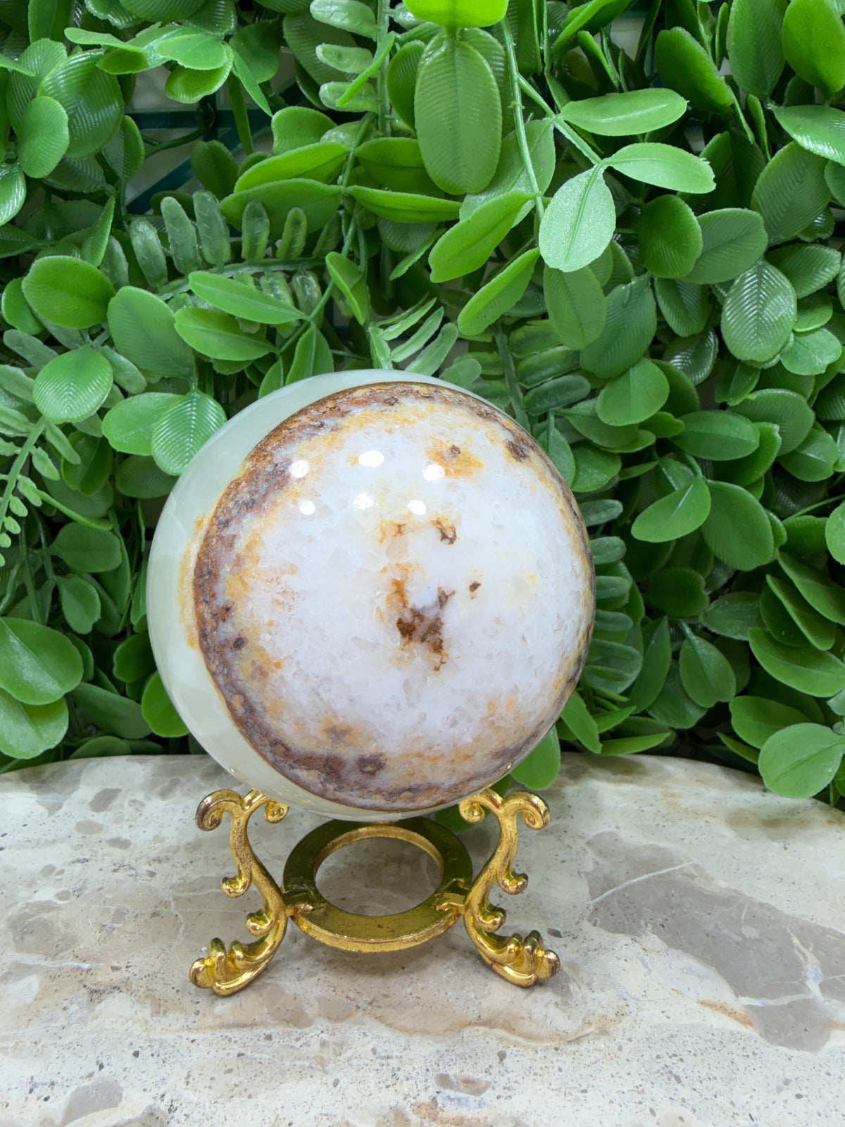 Dendritic Silky white Calcite Sphere 812g