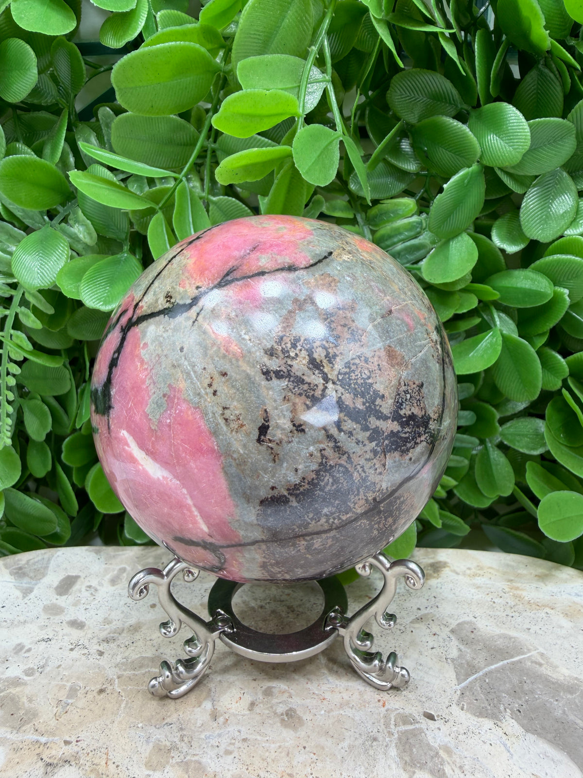 Rhodonite Sphere | Love • Compassion • Emotional Healing