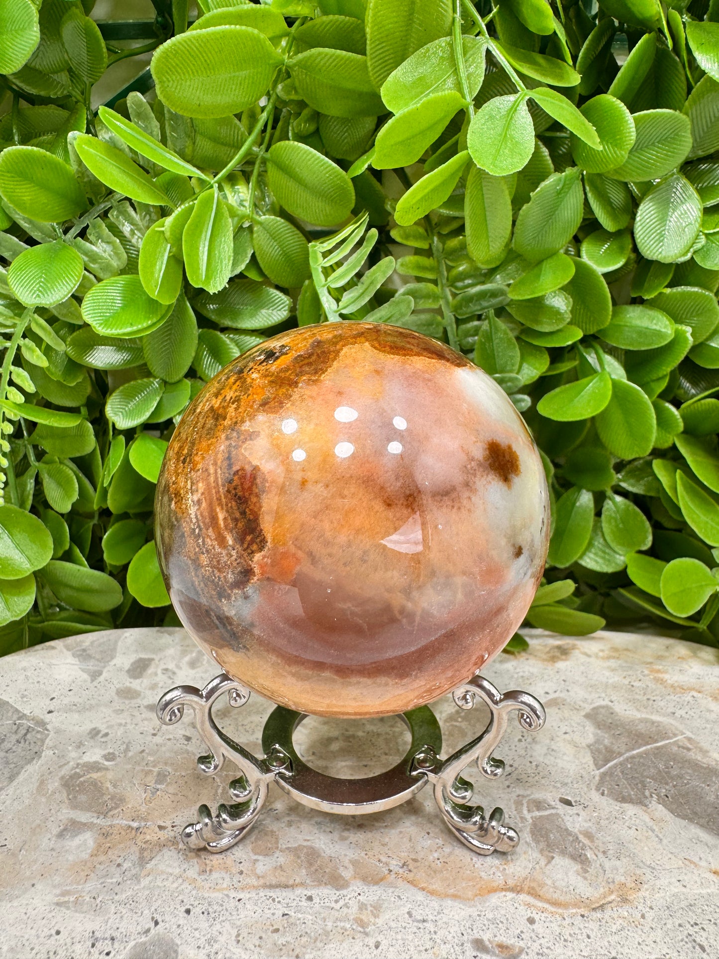 Peach Banded Calcite Spheres 568g