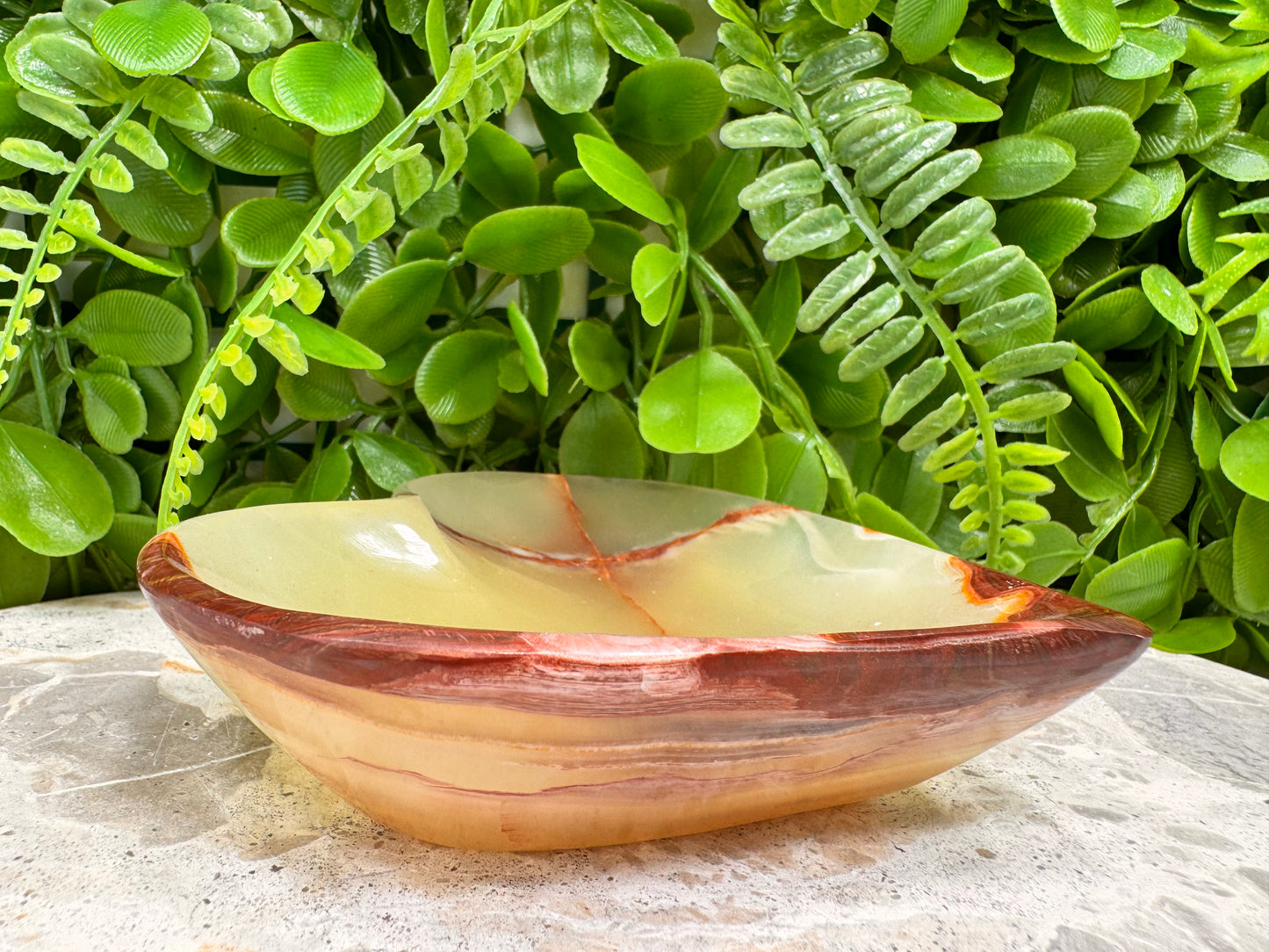 Green Banded Onyx Heart Bowl 324g
