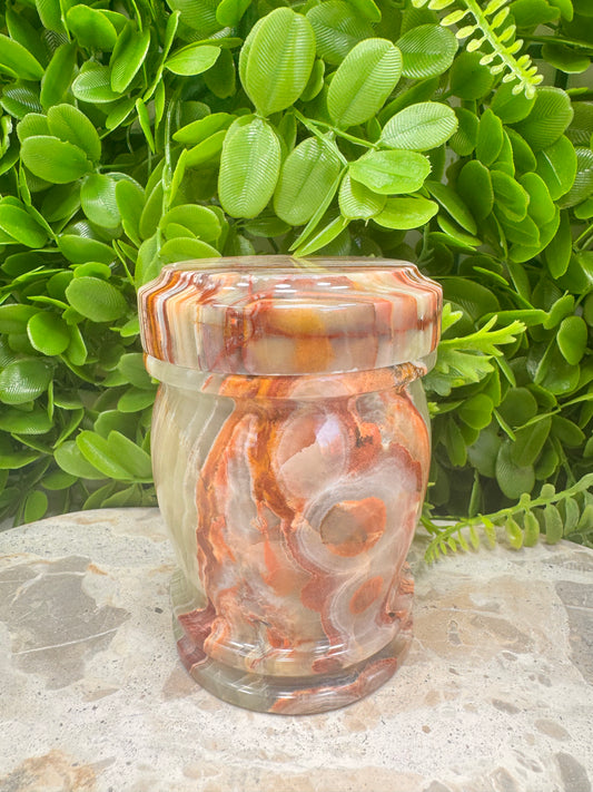 Green Banded Onyx Jar with lid 2 pce 570g