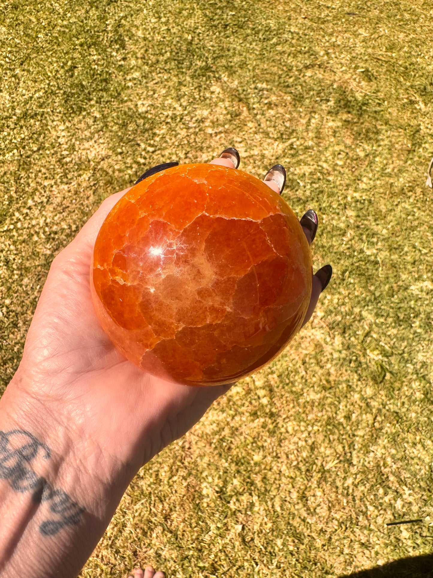 Crystalised Orange Calcite Sphere 1260g