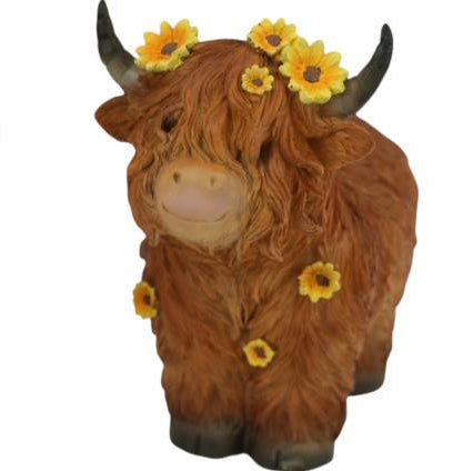 19cm Highland Cow with Sunflowers