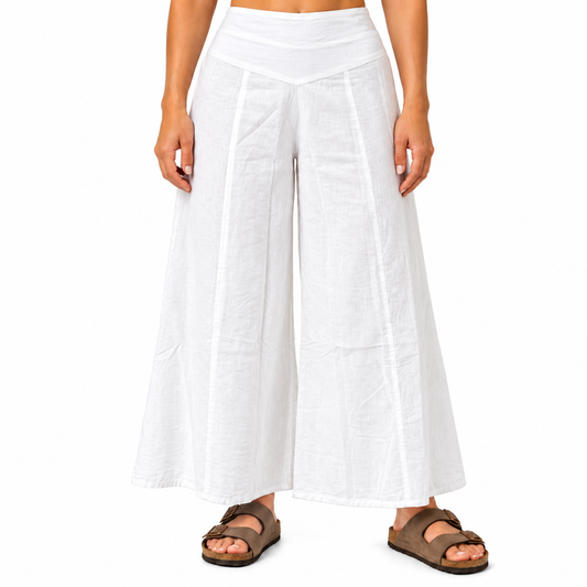 Rayon Women's Flared F/S Pants White