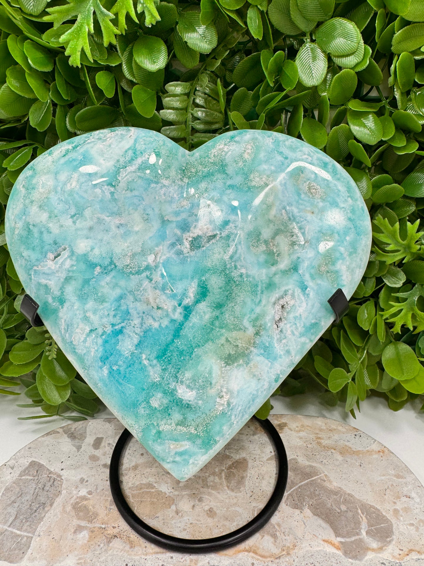 Blue Aragonite Heart 1402g
