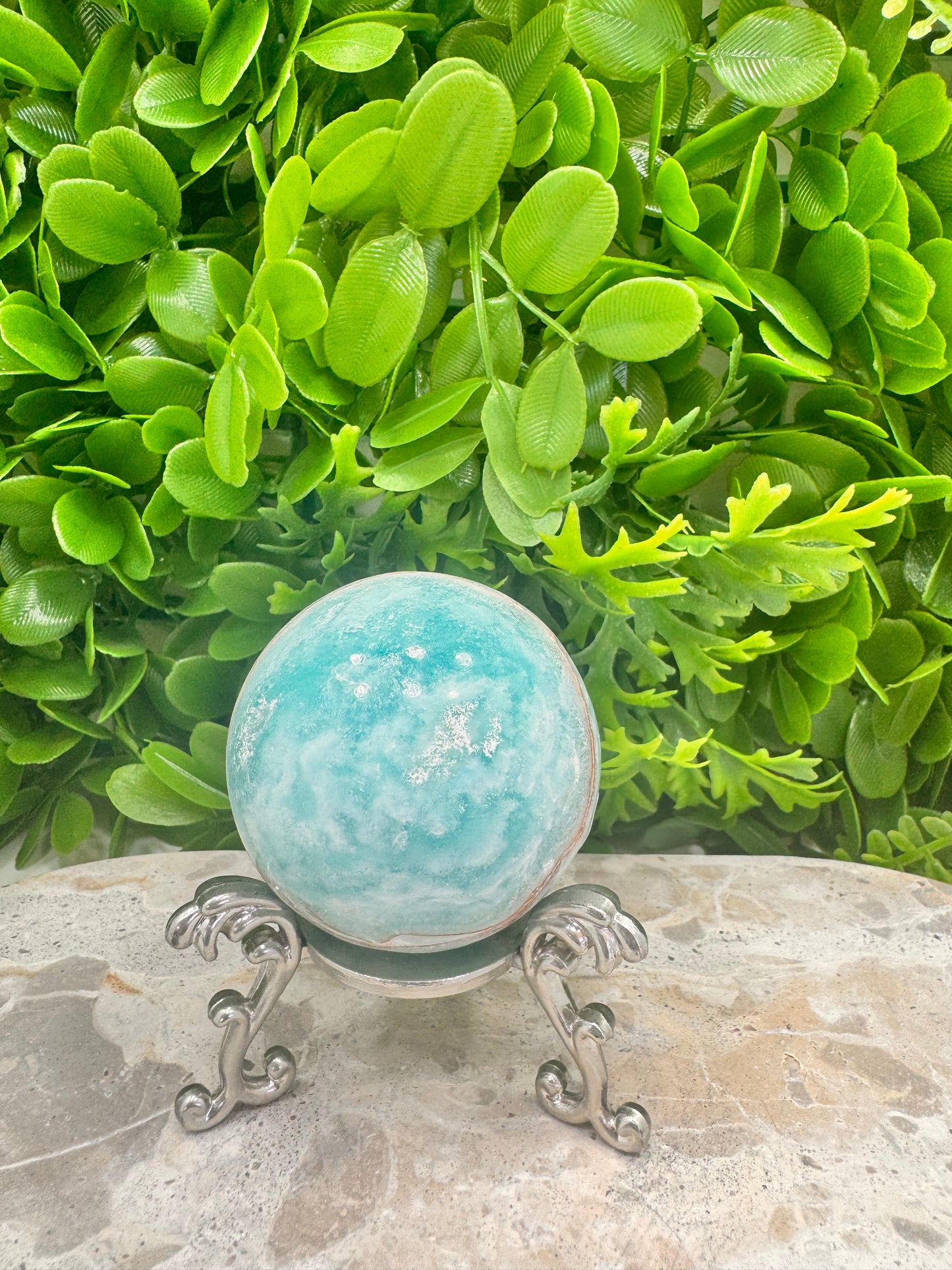 Blue Aragonite with Smithsonite Sphere 262g