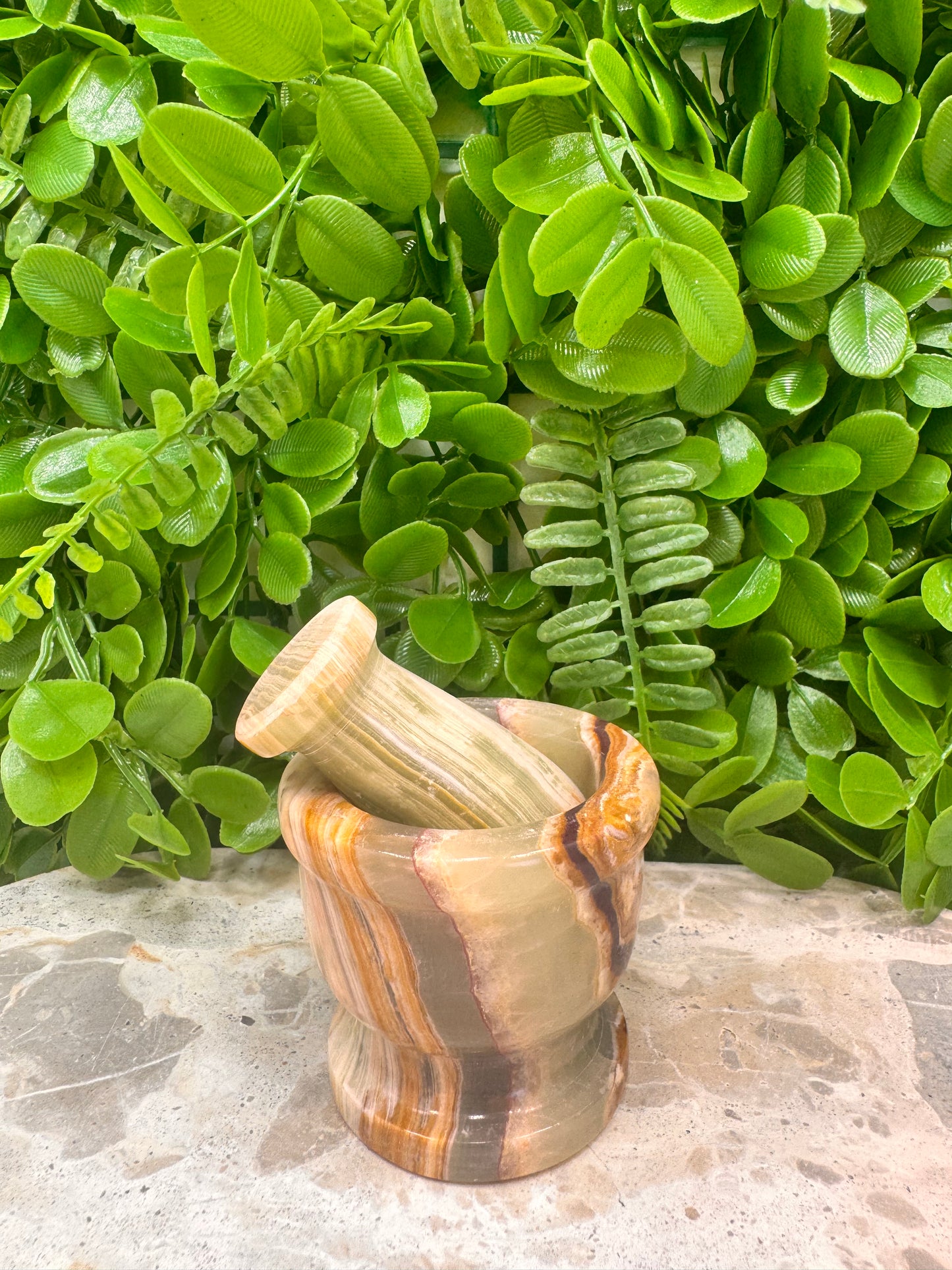 Green Banded Onyx Mortar and Pestle 336g