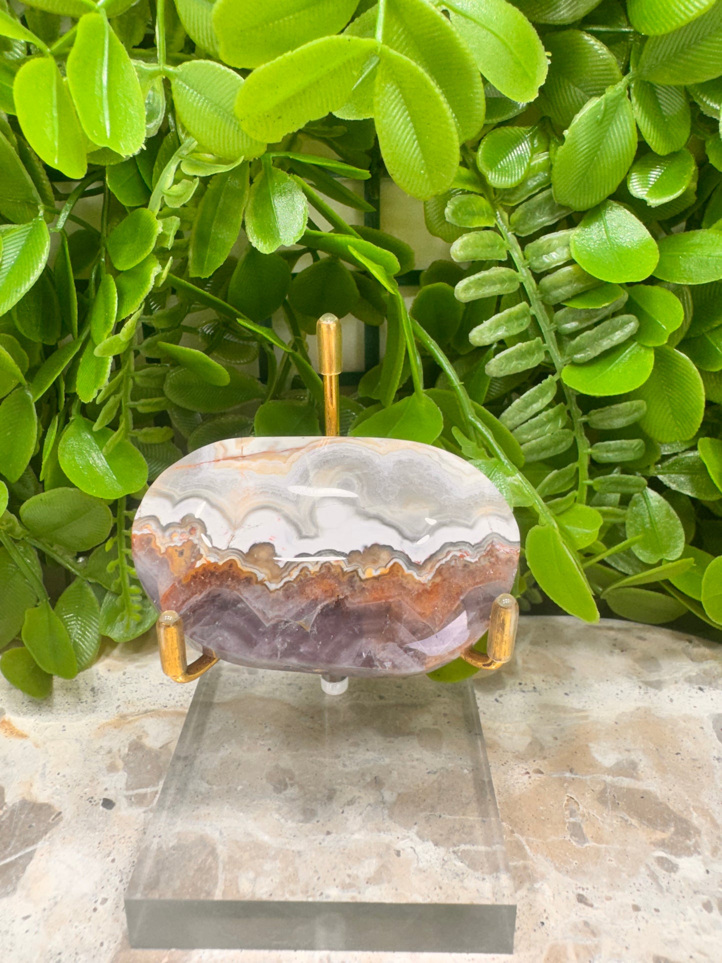 Amethyst/Mexican Agate Palm Stone 96g