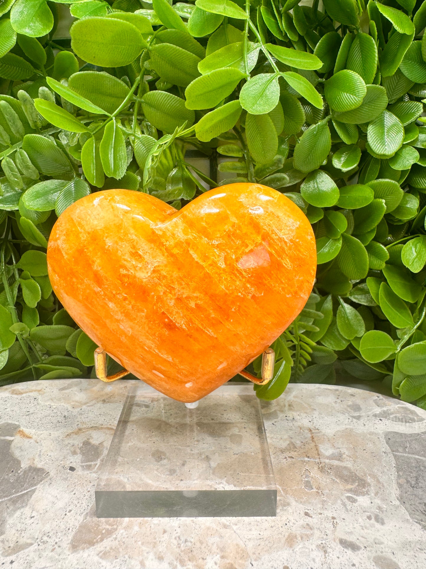 Crystalised Orange Calcite Heart 422g