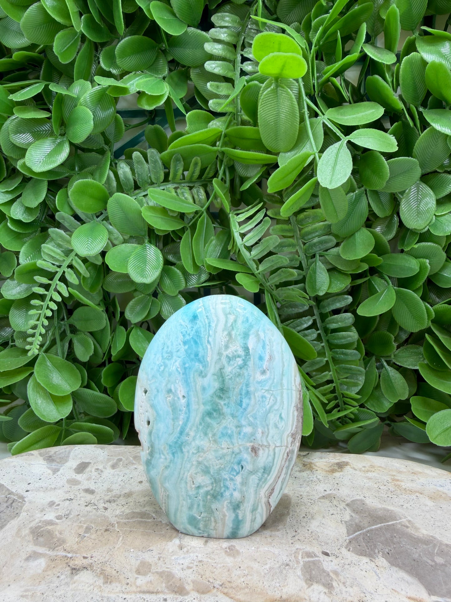 Standing Blue Aragonite Freeform 244g