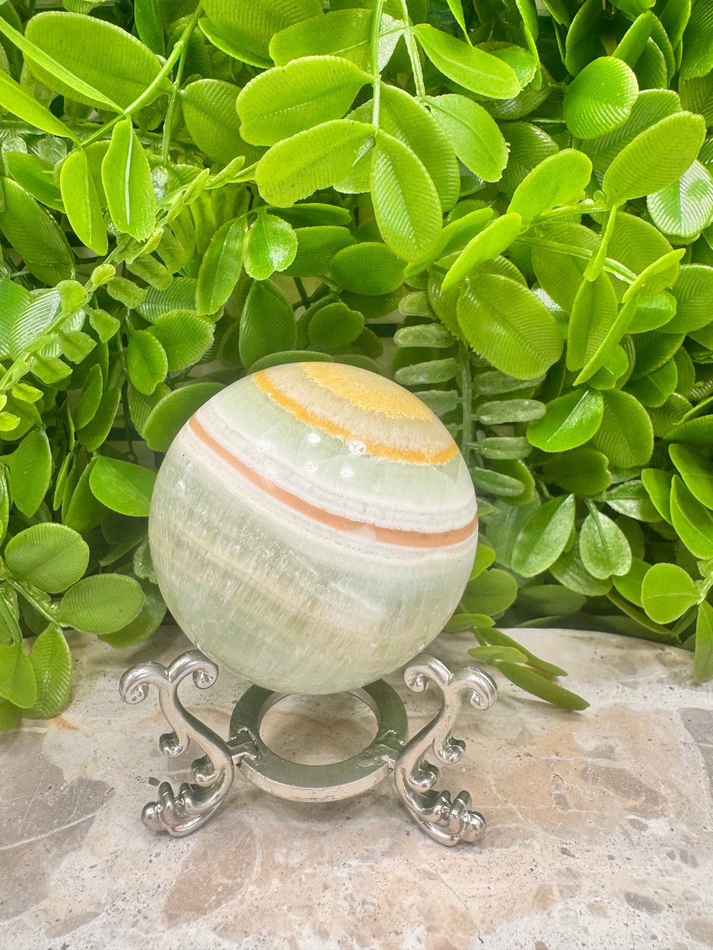 Pistachio Calcite Sphere 408g