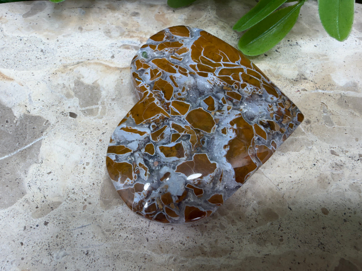 Brecciated Drusy Agate Heart | Strength • Grounding • Stability