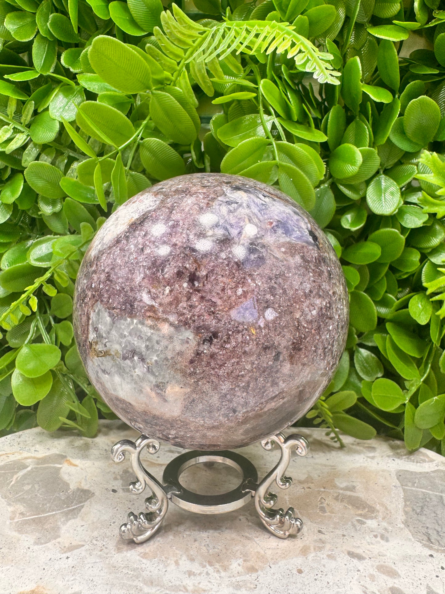 Lepidolite Unicorn Sphere 1294g